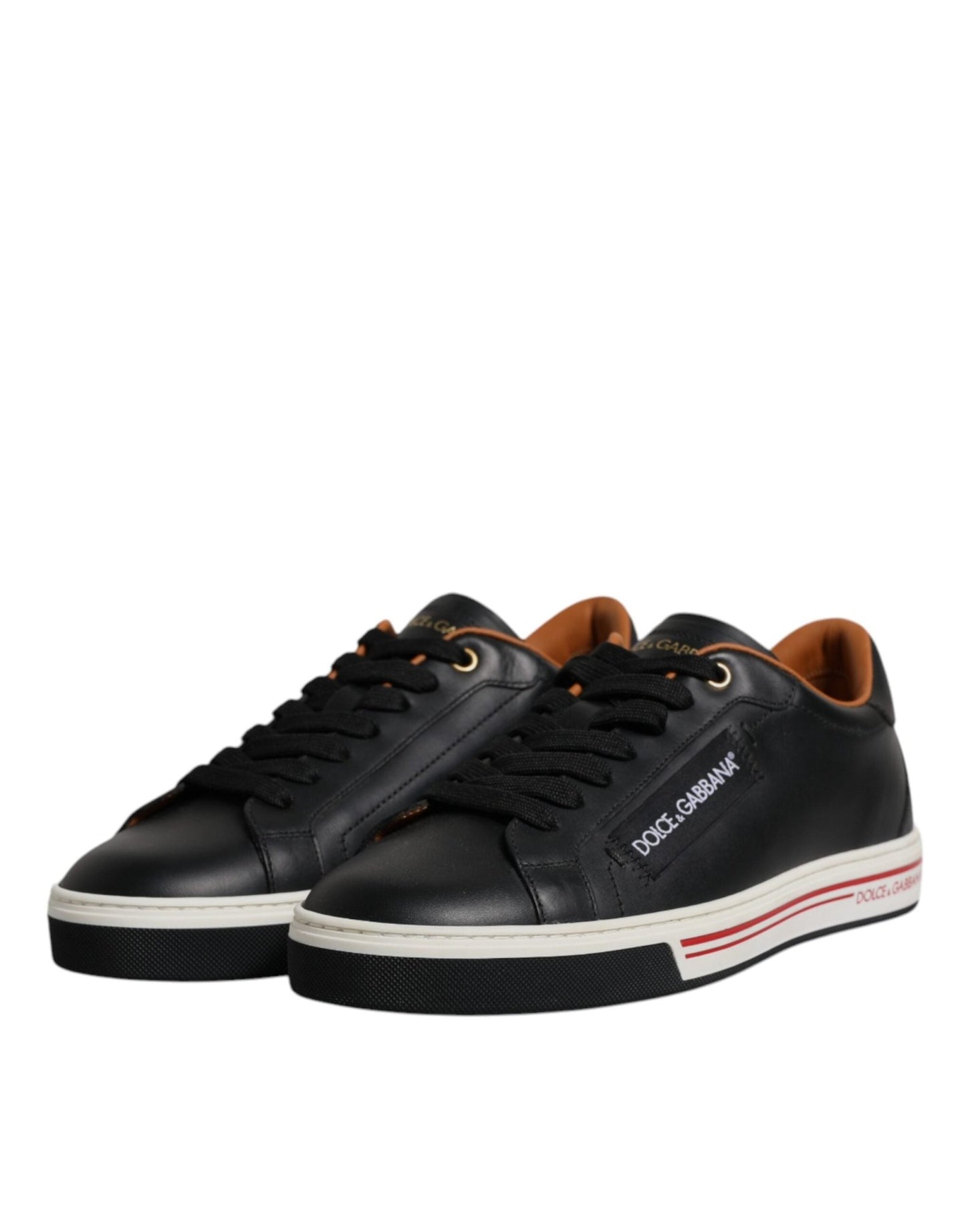Dolce & Gabbana Black Leather Low Top Men Sneakers Shoes - Le schmidt