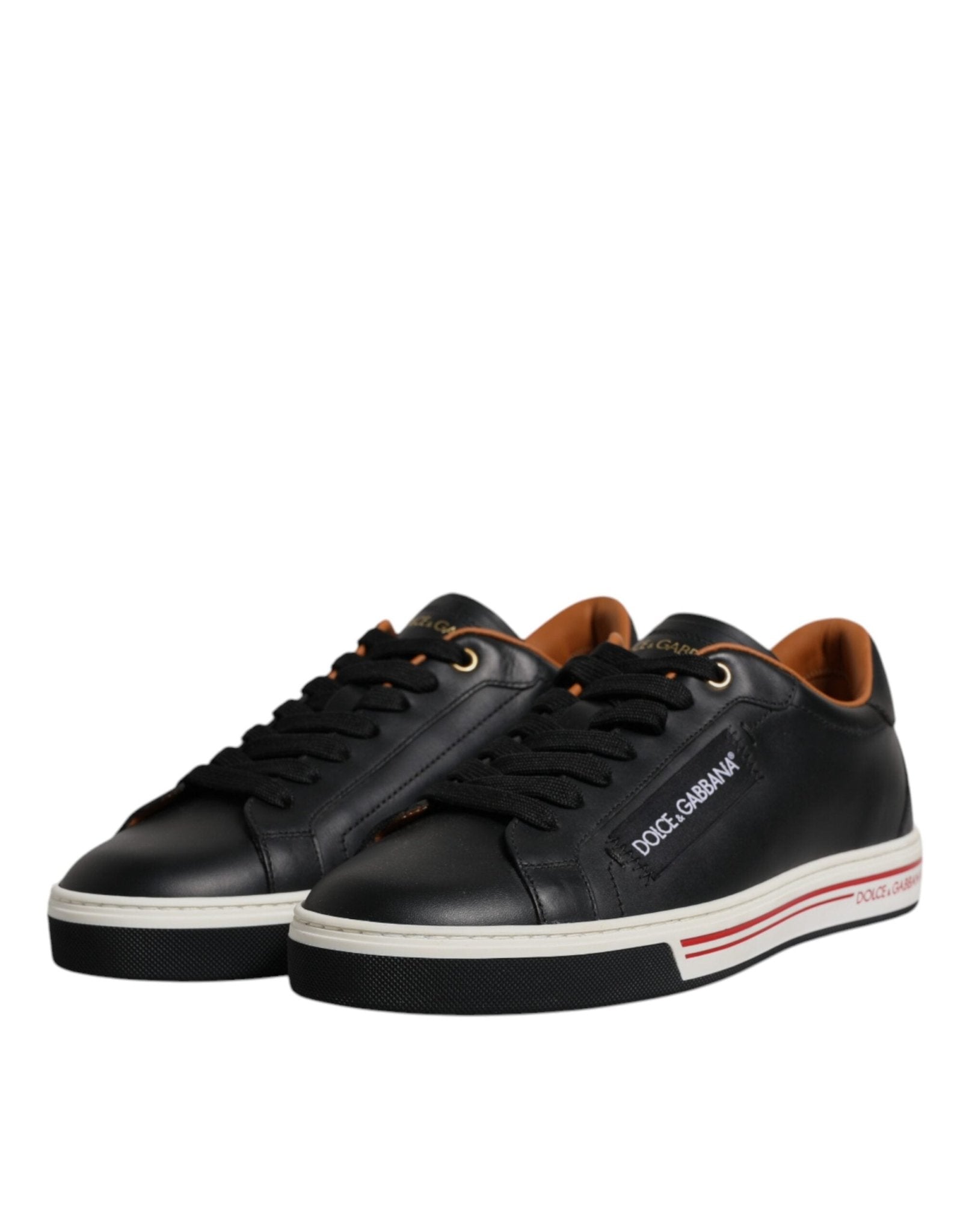 Dolce & Gabbana Black Leather Low Top Men Sneakers Shoes - Le schmidt