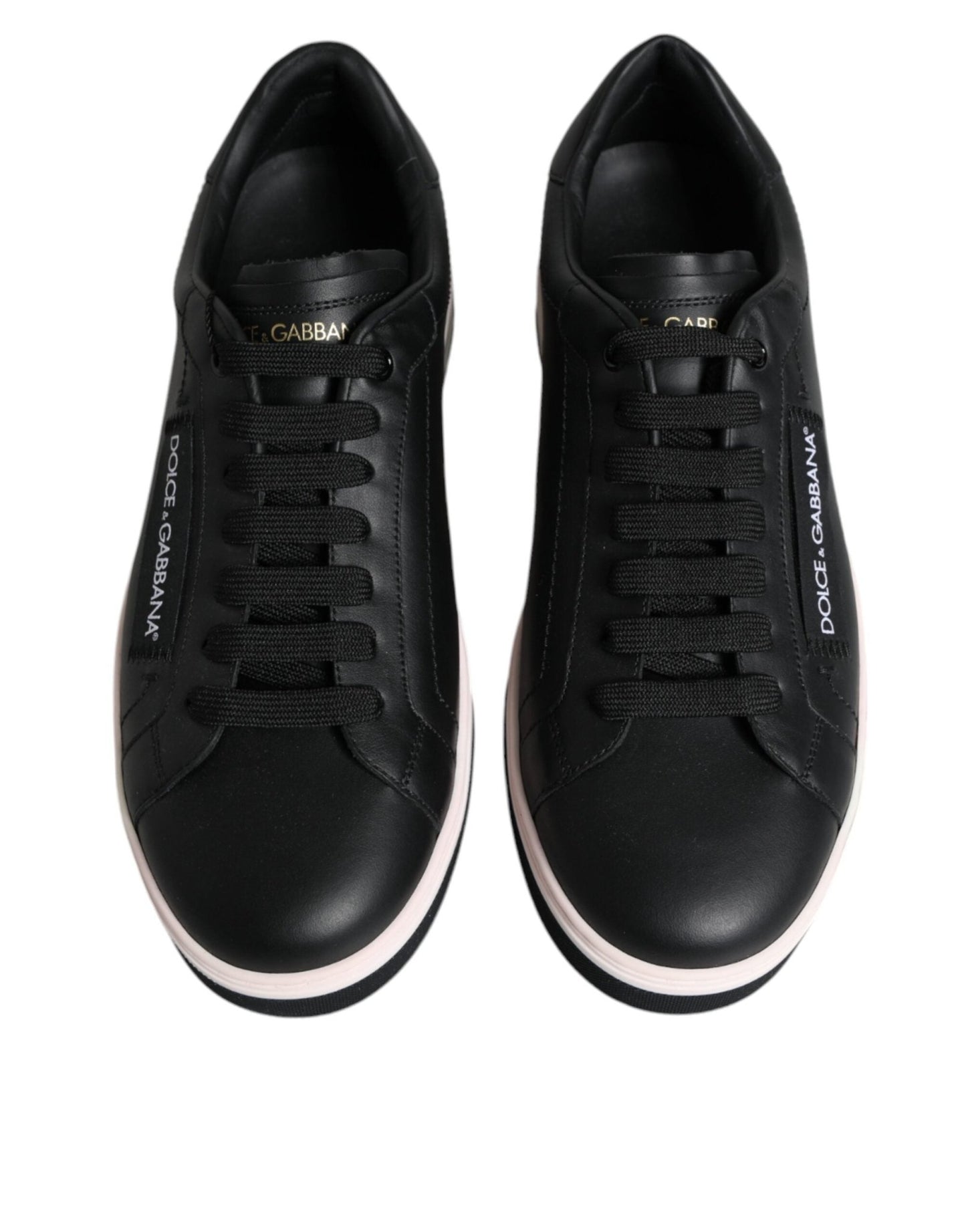 Dolce & Gabbana Black Leather Low Top Men Sneakers Shoes - Le schmidt