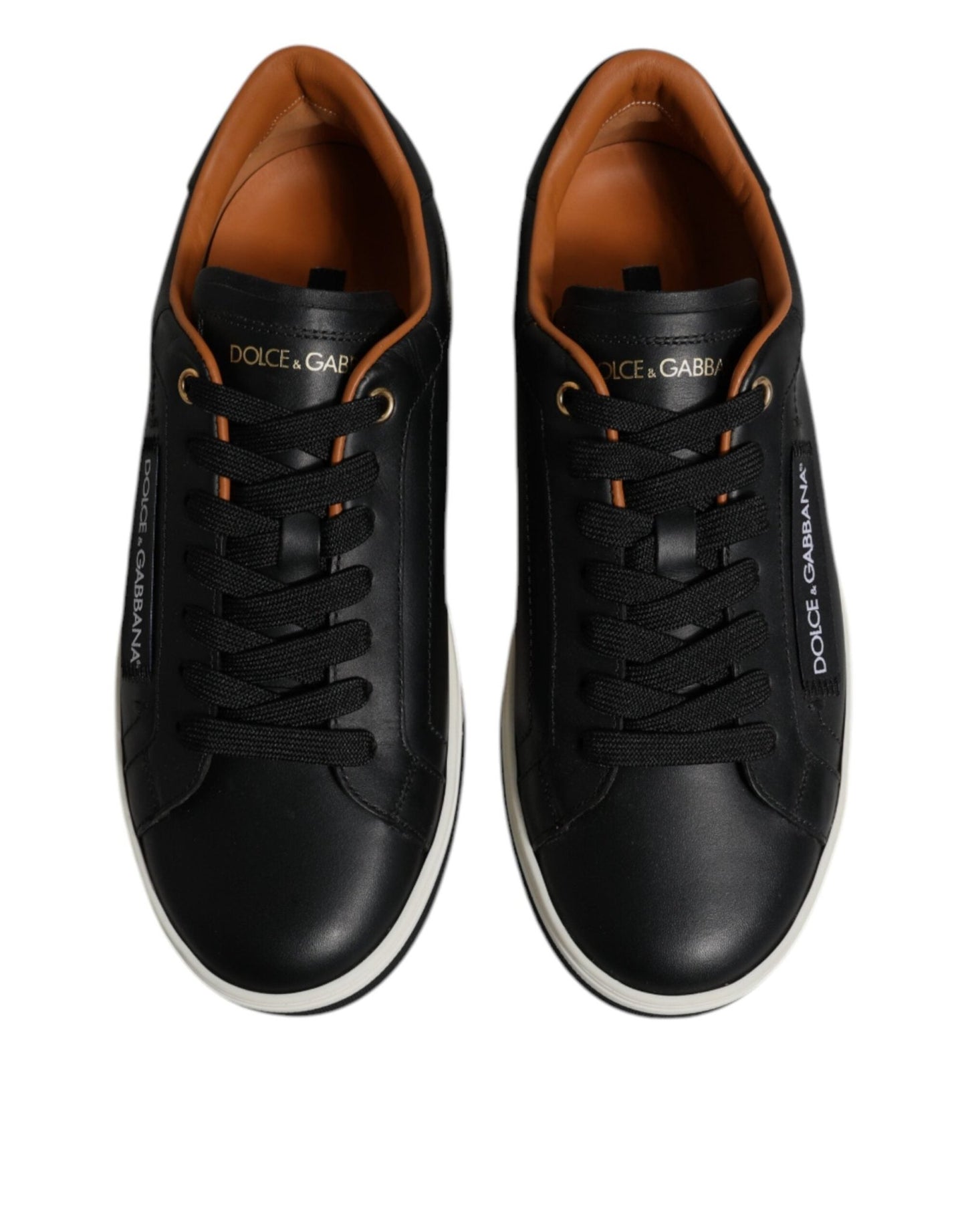 Dolce & Gabbana Black Leather Low Top Men Sneakers Shoes - Le schmidt