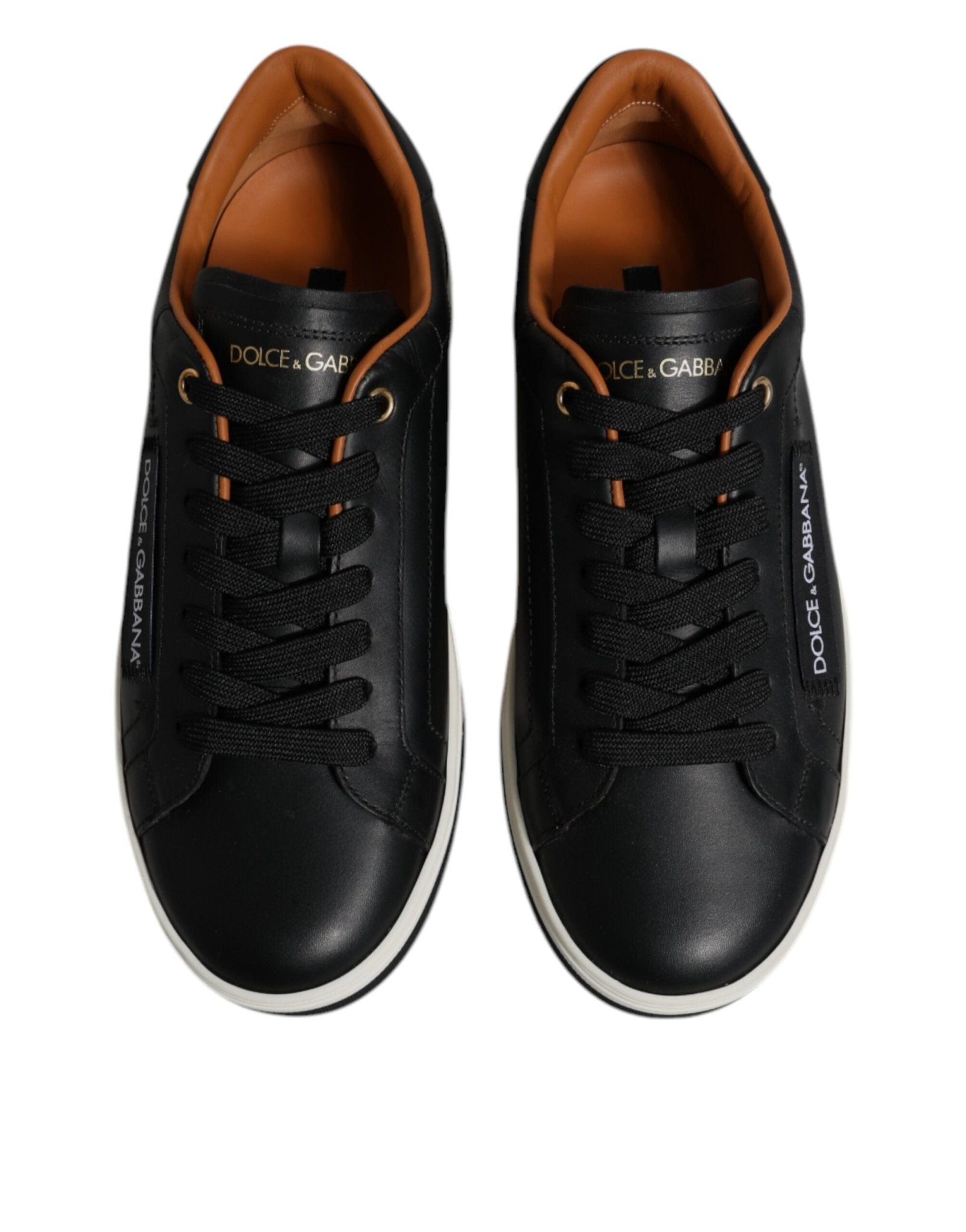 Dolce & Gabbana Black Leather Low Top Men Sneakers Shoes - Le schmidt