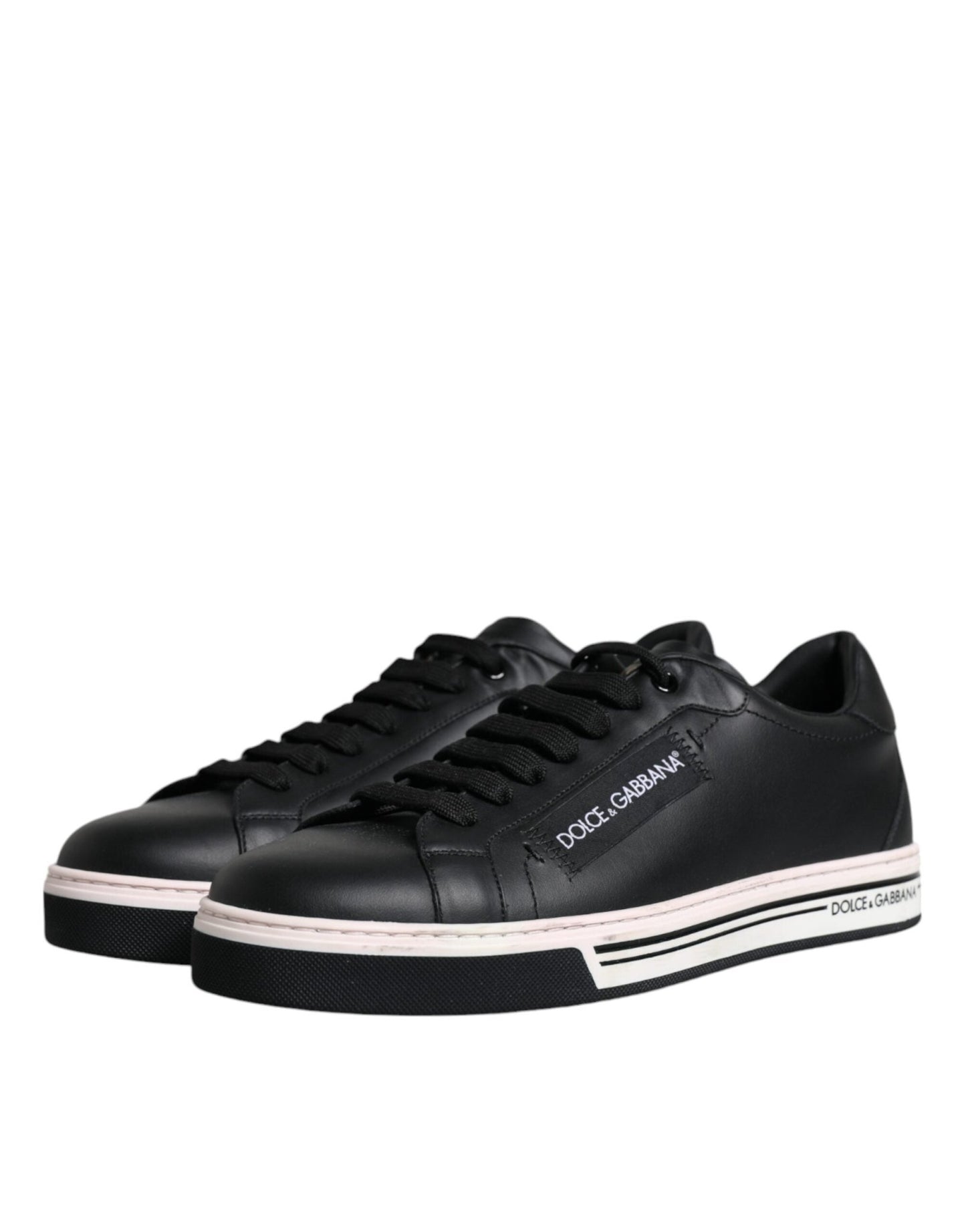 Dolce & Gabbana Black Leather Low Top Men Sneakers Shoes - Le schmidt