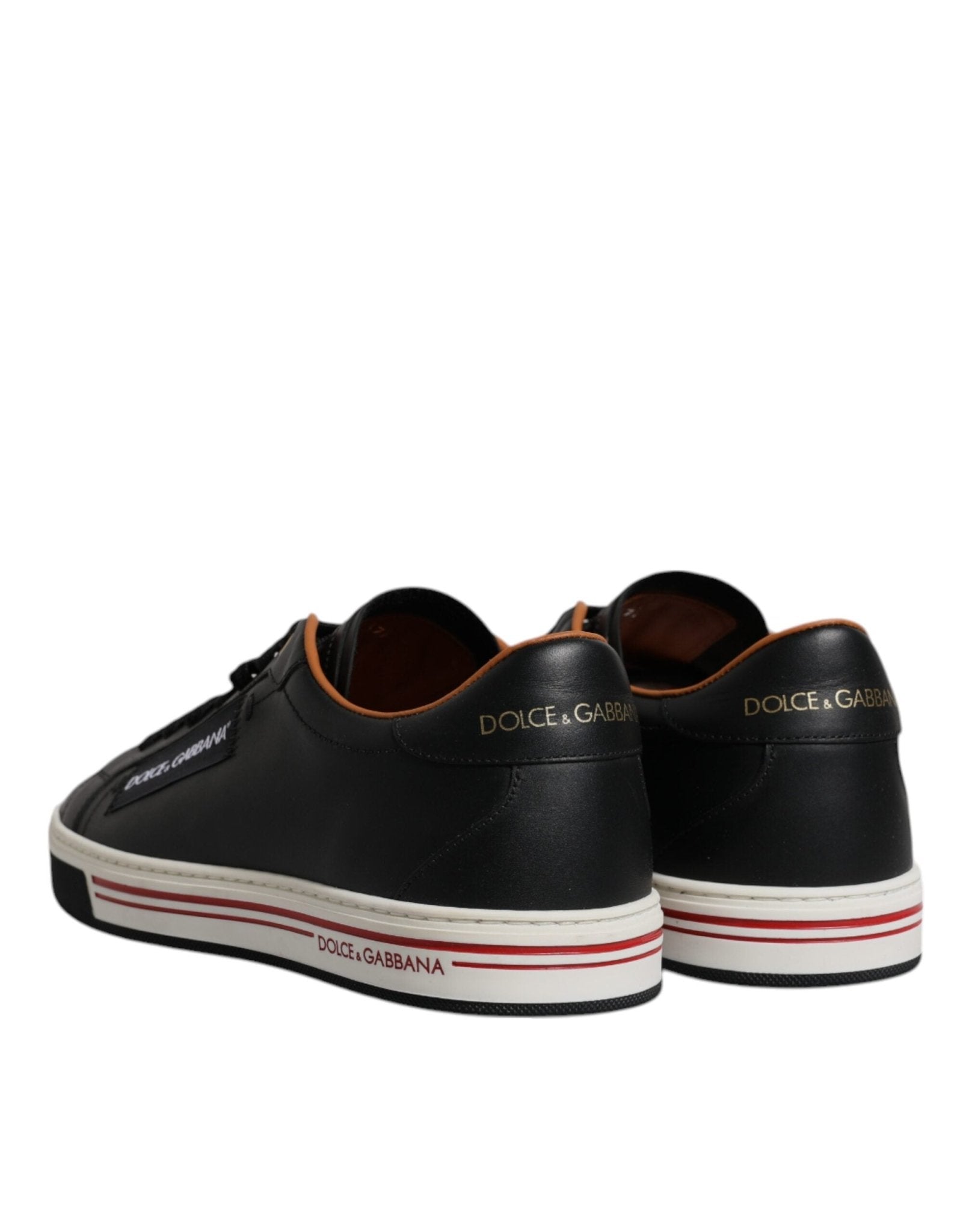 Dolce & Gabbana Black Leather Low Top Men Sneakers Shoes - Le schmidt