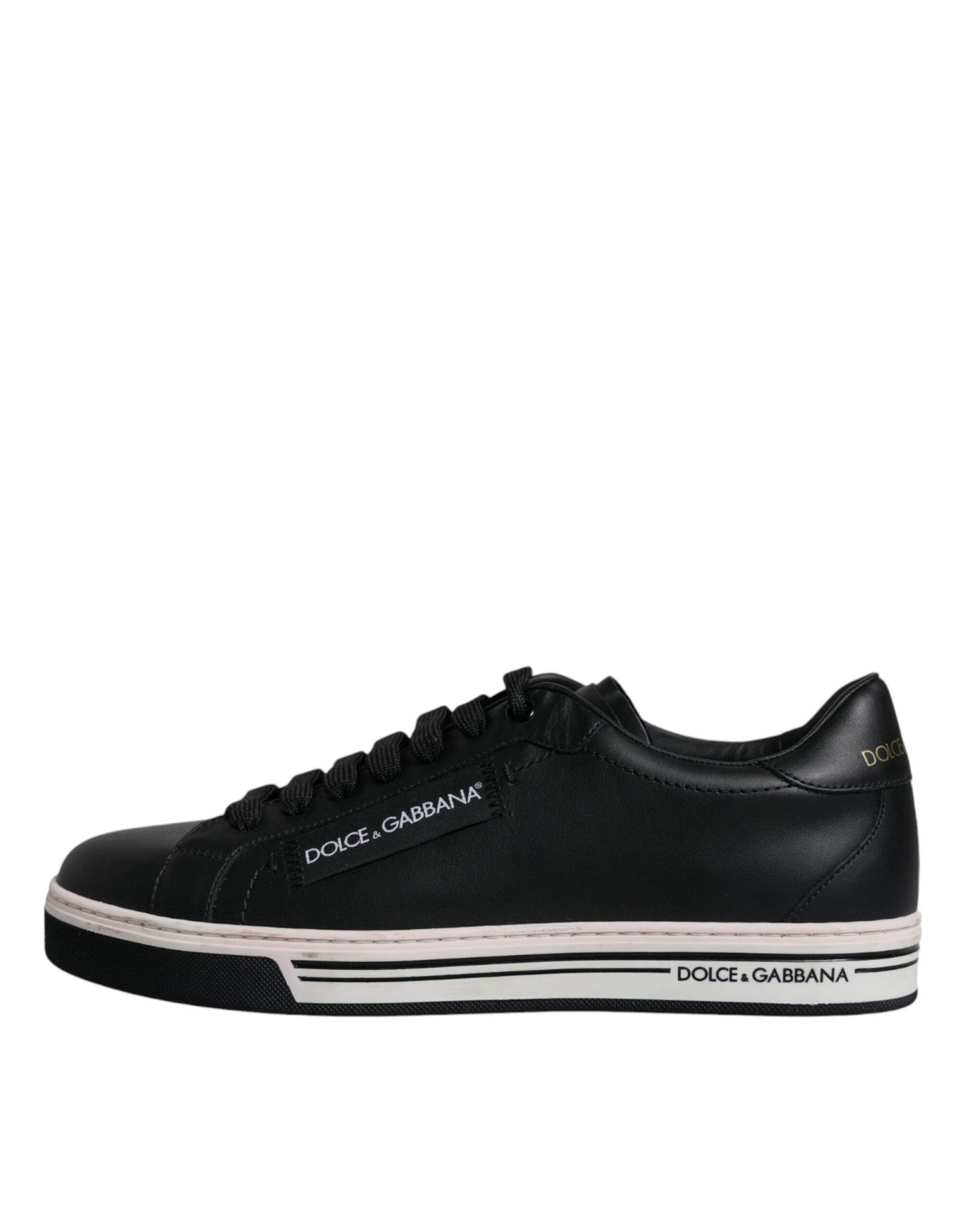 Dolce & Gabbana Black Leather Low Top Men Sneakers Shoes - Le schmidt