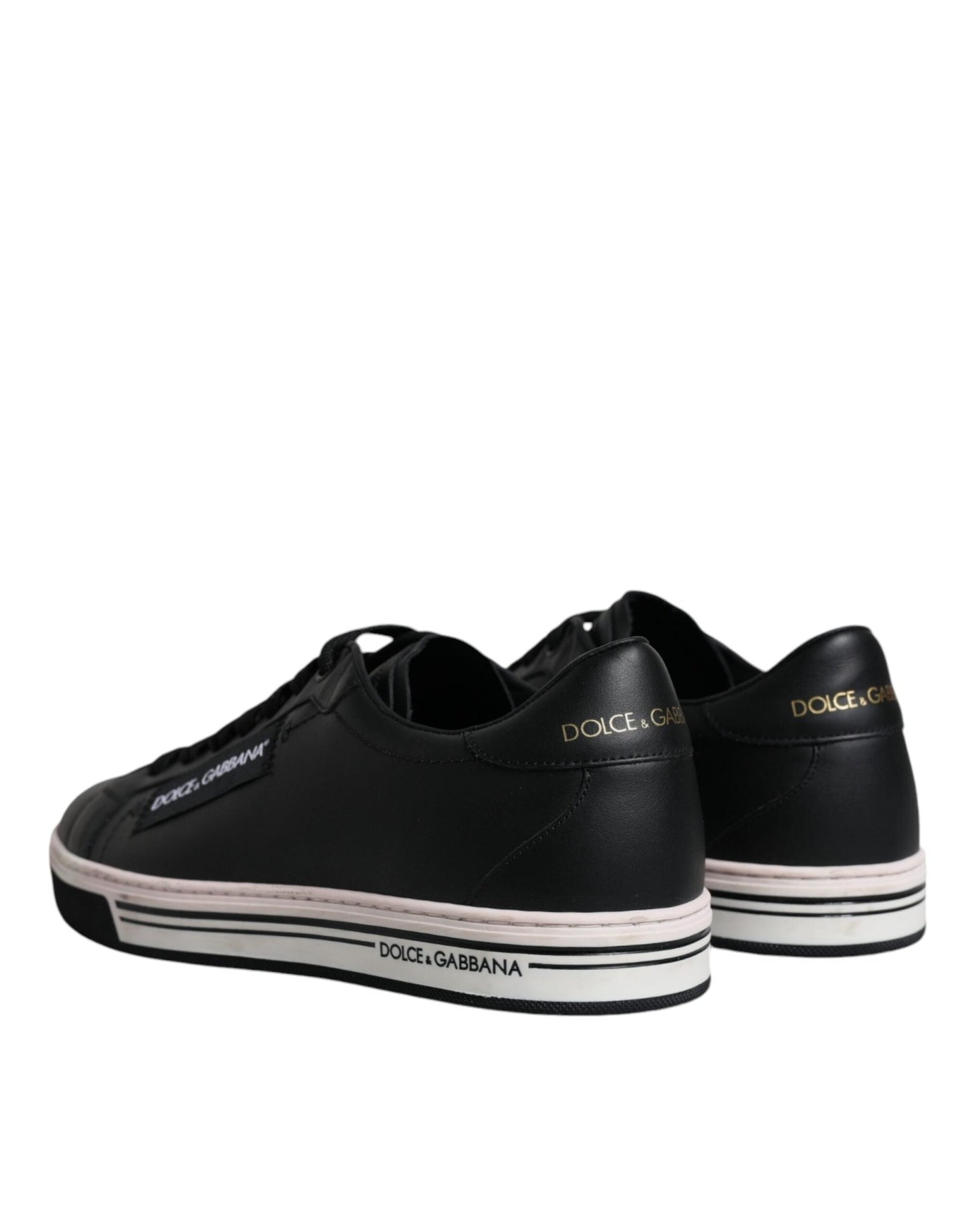 Dolce & Gabbana Black Leather Low Top Men Sneakers Shoes - Le schmidt