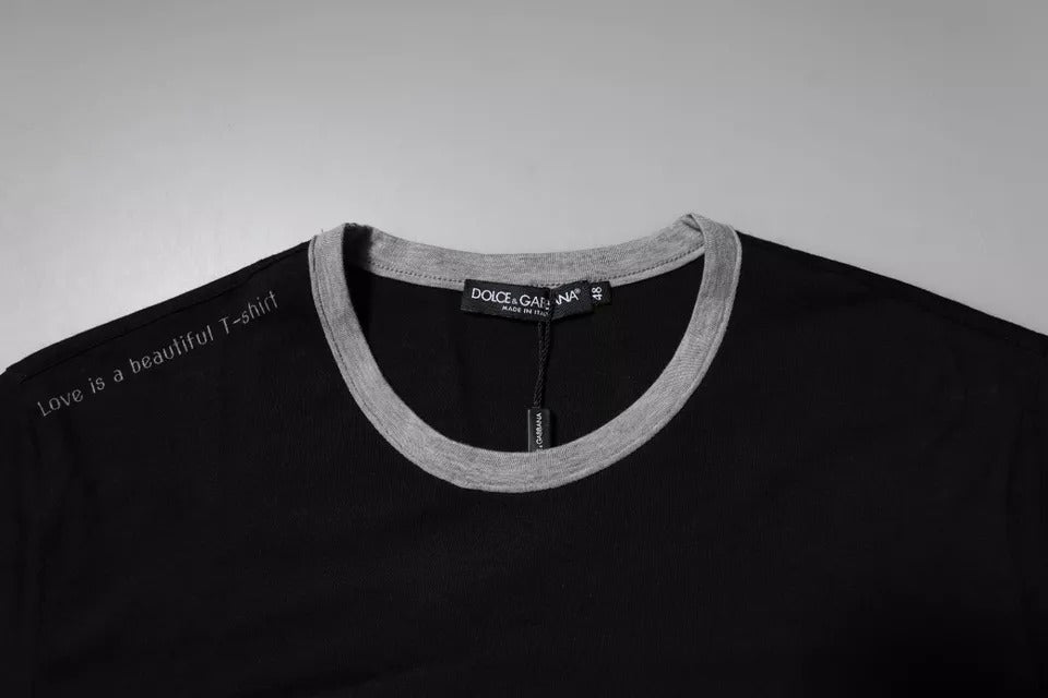 Dolce & Gabbana Black Logo Cotton Crew Neck Men Tee T-shirt - Le schmidt