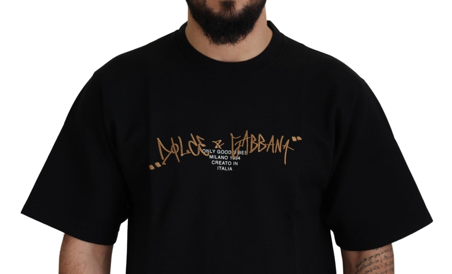 Dolce & Gabbana Black Logo Cotton Crewneck T-shirt - Le schmidt