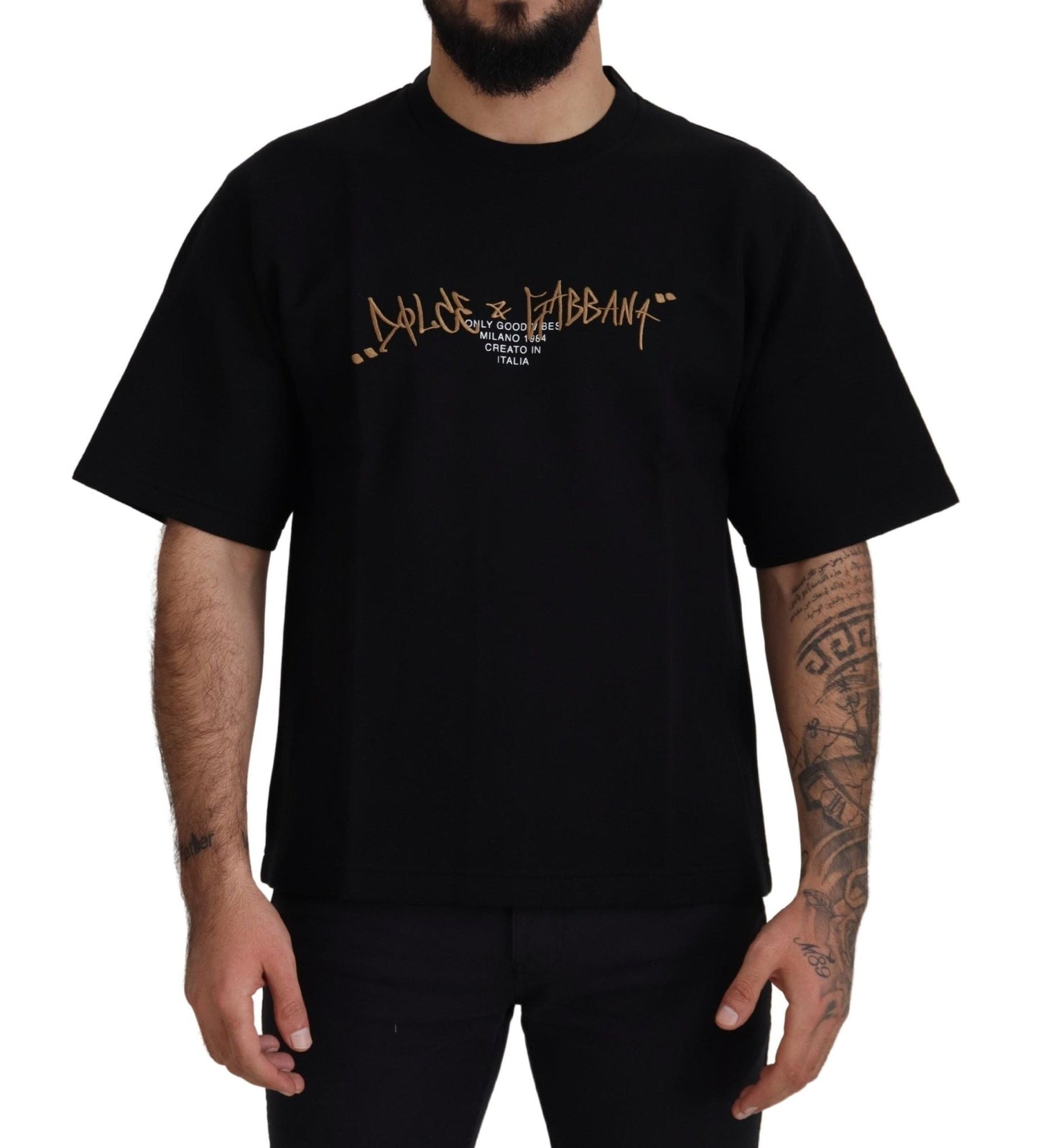 Dolce & Gabbana Black Logo Cotton Crewneck T-shirt - Le schmidt