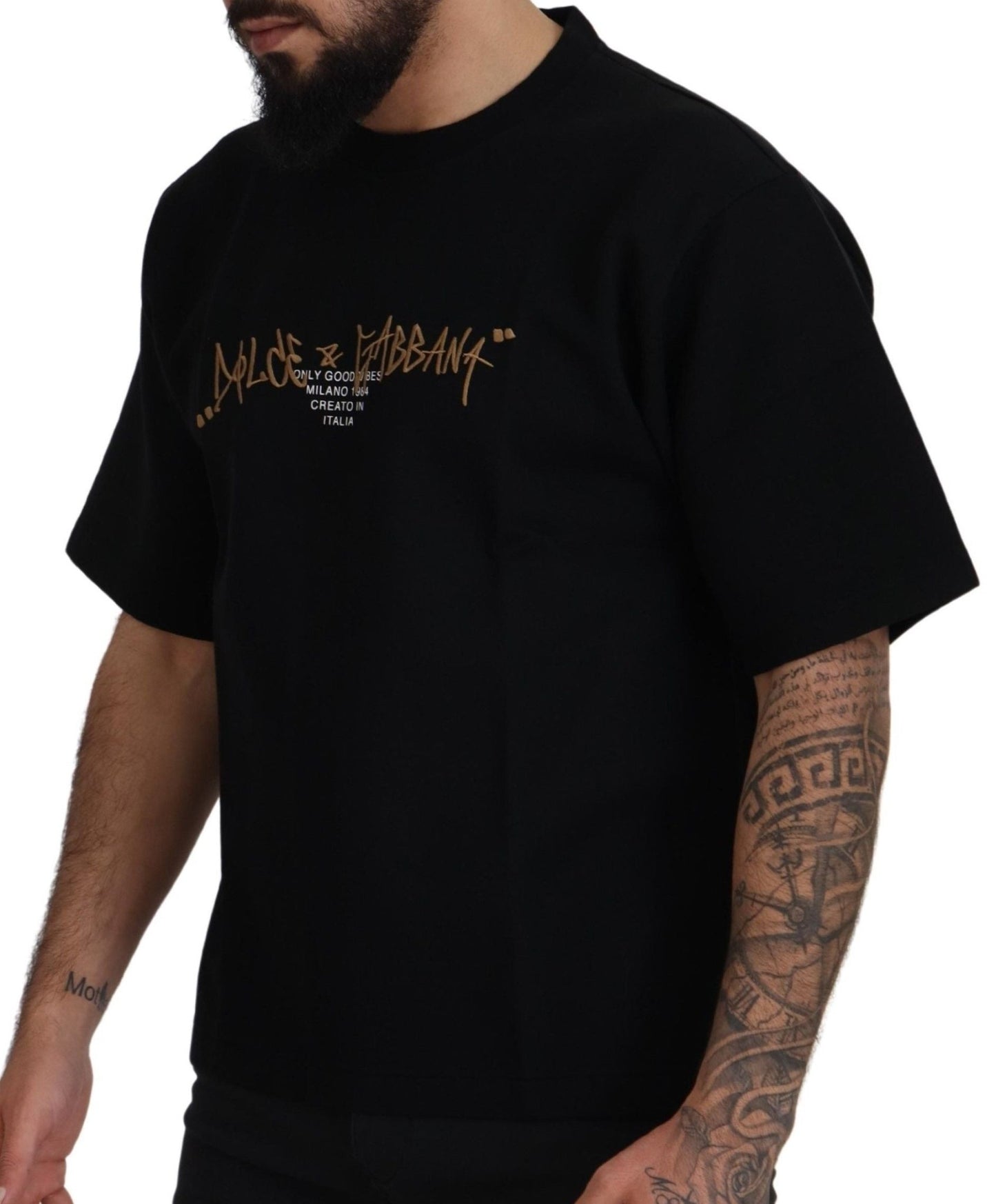 Dolce & Gabbana Black Logo Cotton Crewneck T-shirt - Le schmidt