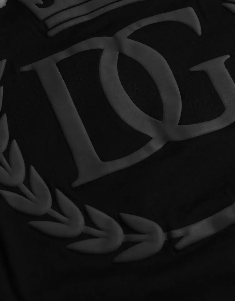 Dolce & Gabbana Black Logo Embossed Cotton Crew Neck T-shirt - Le schmidt