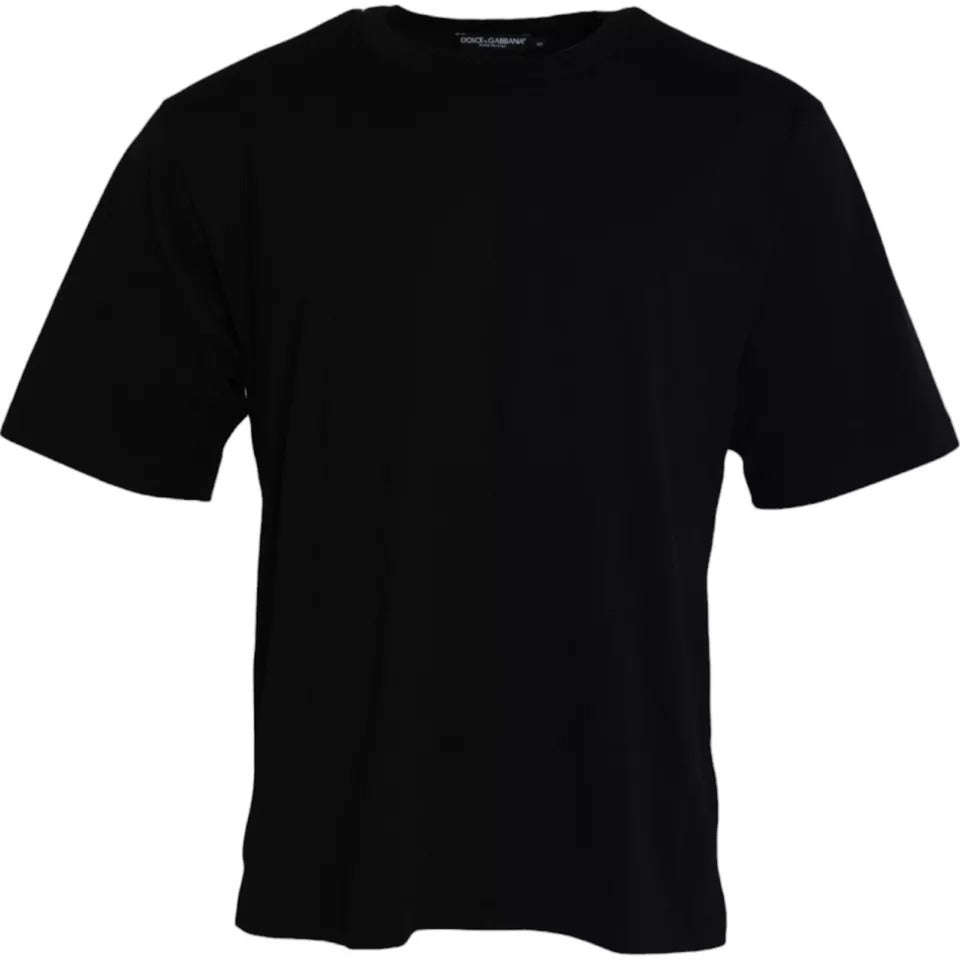 Dolce & Gabbana Black Logo Embossed Cotton Crew Neck T-shirt - Le schmidt