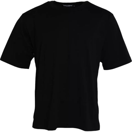Dolce & Gabbana Black Logo Embossed Cotton Crew Neck T-shirt - Le schmidt