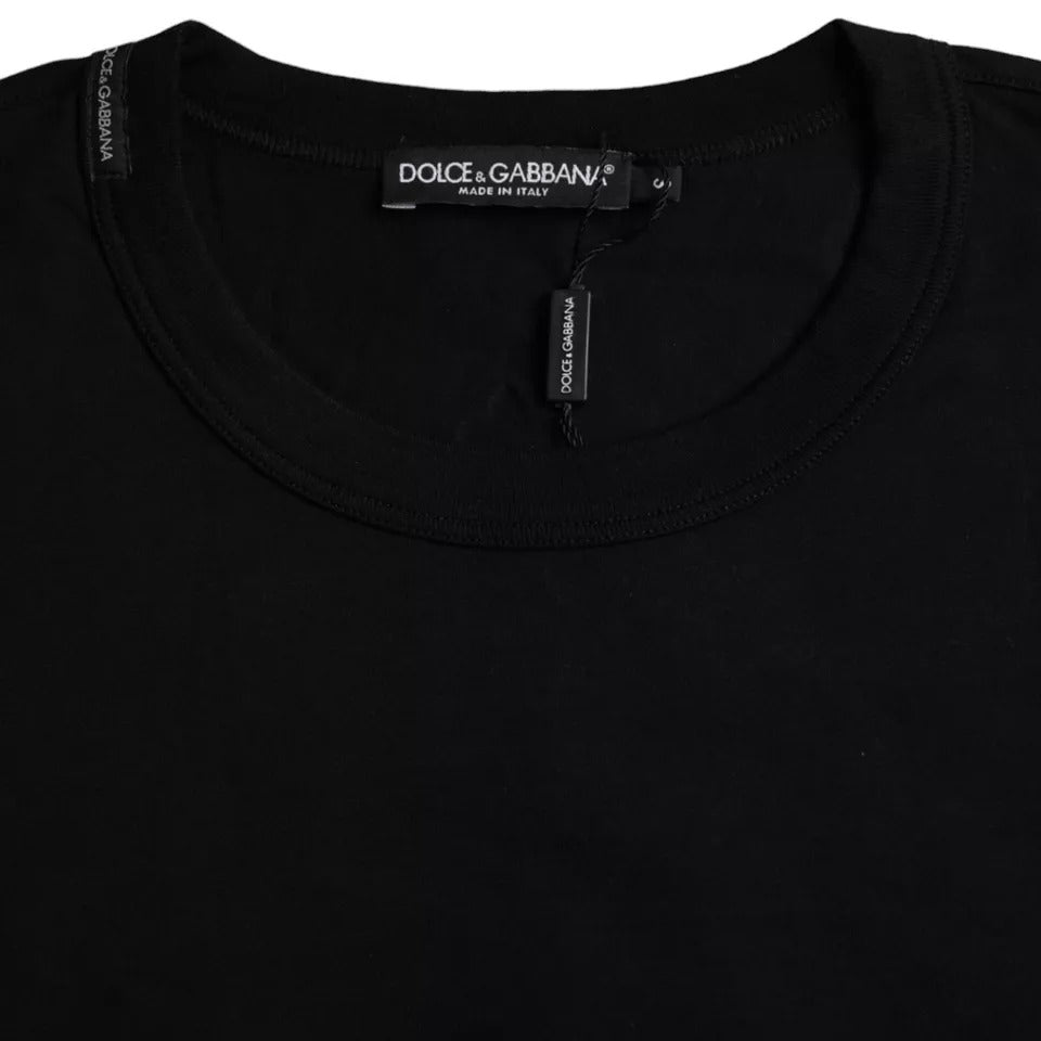Dolce & Gabbana Black Logo Embossed Cotton Crew Neck T-shirt - Le schmidt
