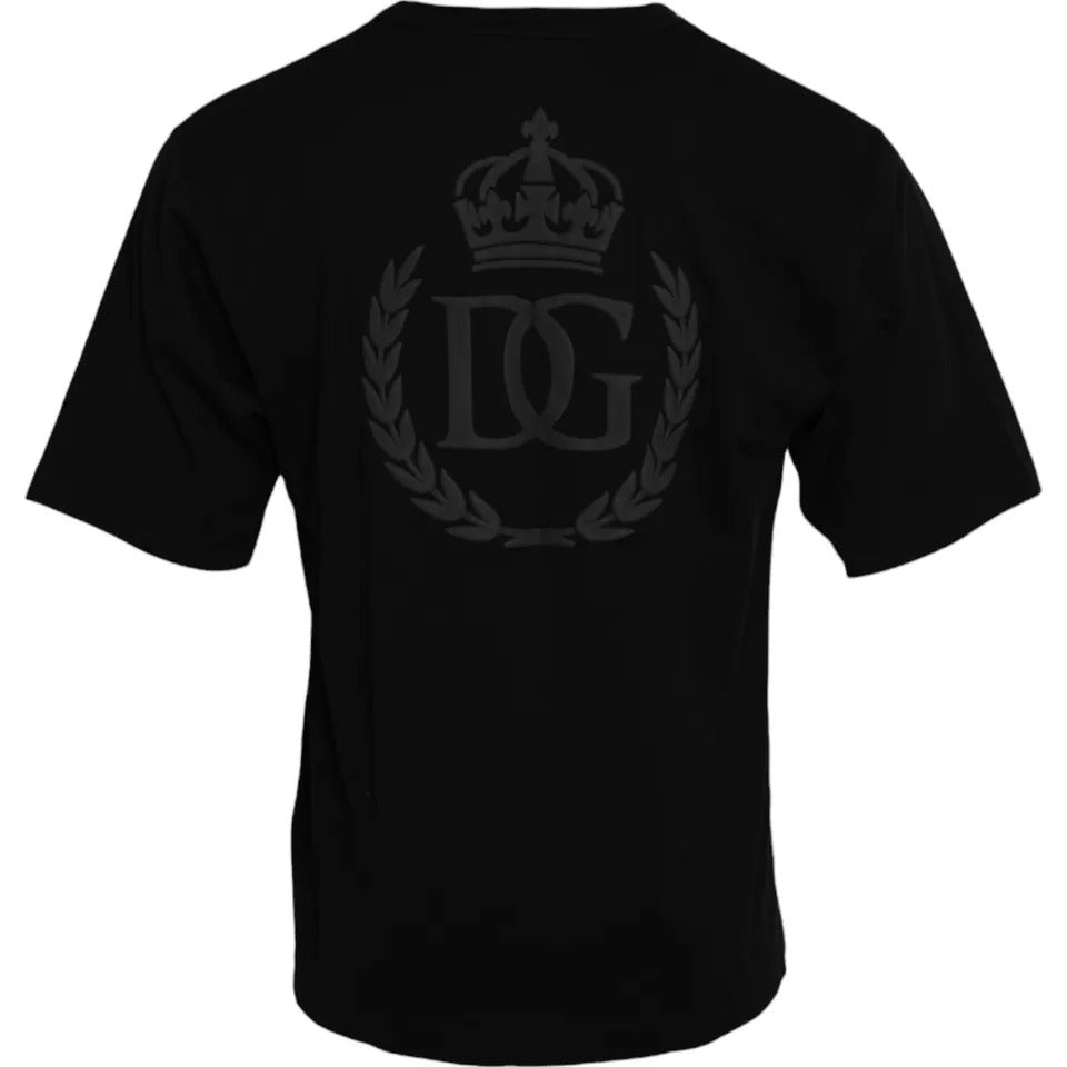 Dolce & Gabbana Black Logo Embossed Cotton Crew Neck T-shirt - Le schmidt