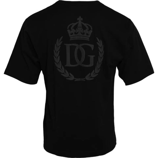 Dolce & Gabbana Black Logo Embossed Cotton Crew Neck T-shirt - Le schmidt