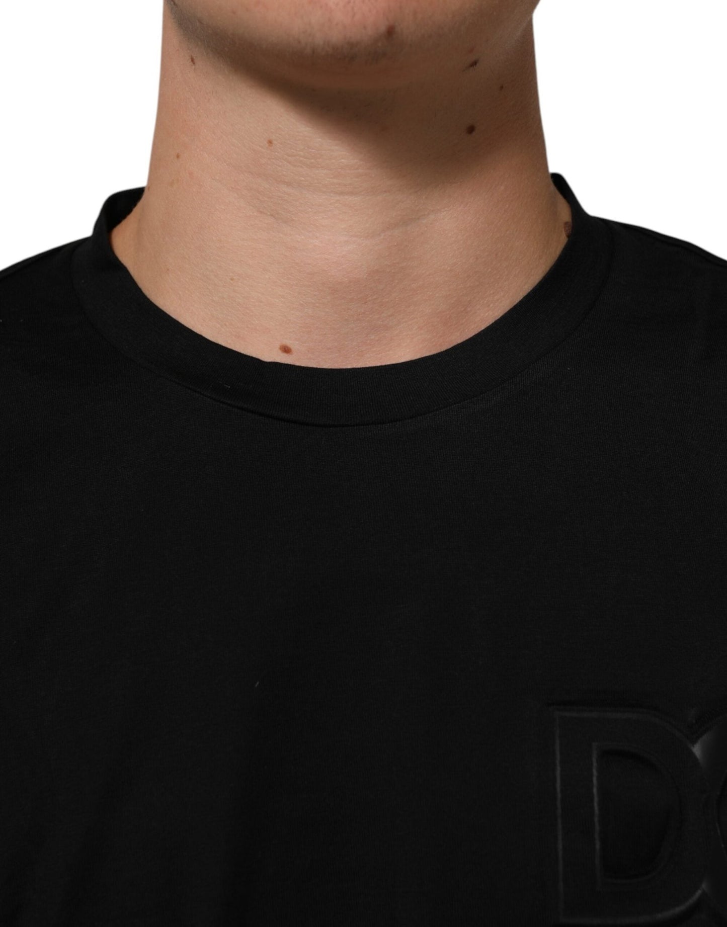 Dolce & Gabbana Black Logo Patch Cotton Men Crew Neck T-shirt - Le schmidt