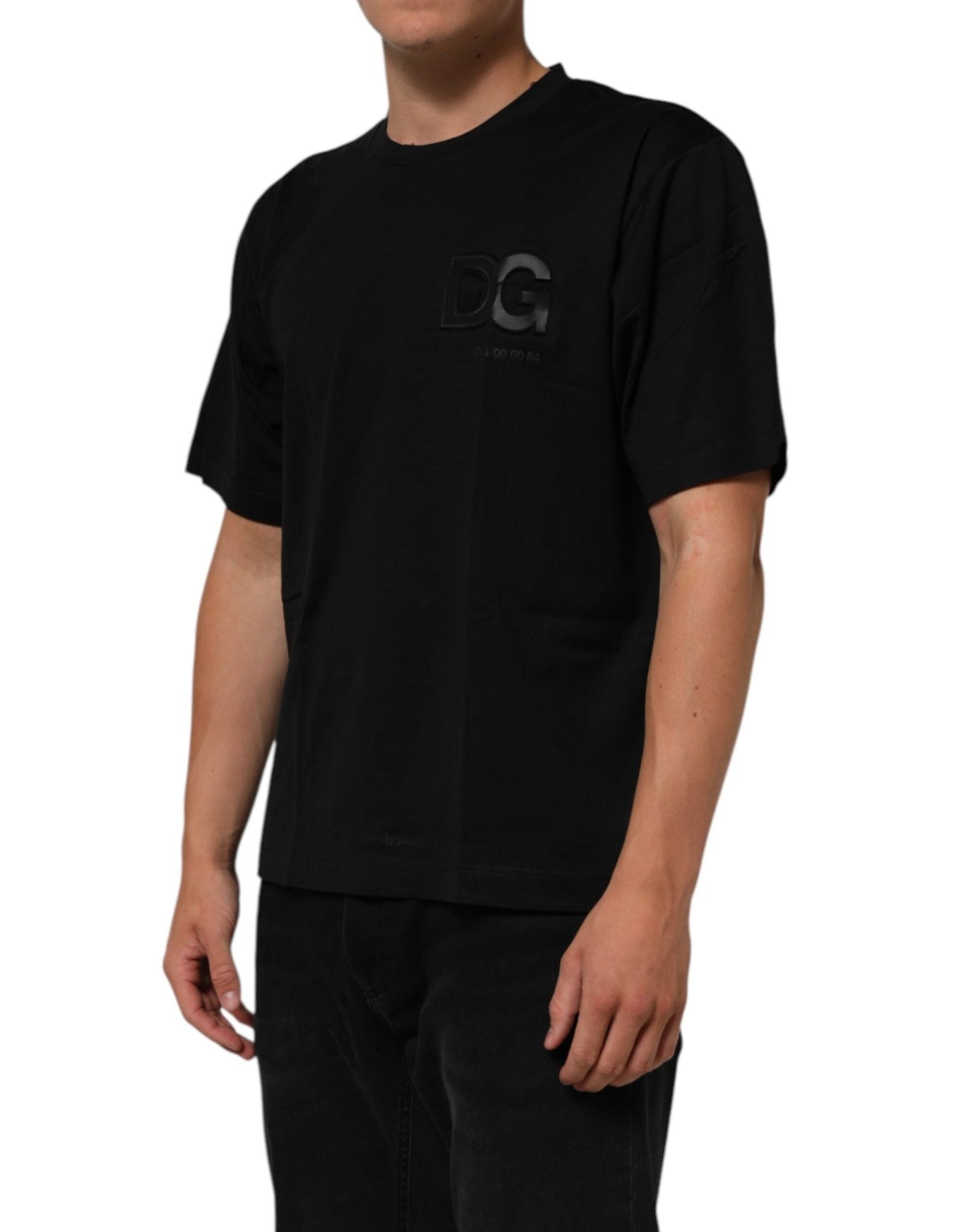 Dolce & Gabbana Black Logo Patch Cotton Men Crew Neck T-shirt - Le schmidt