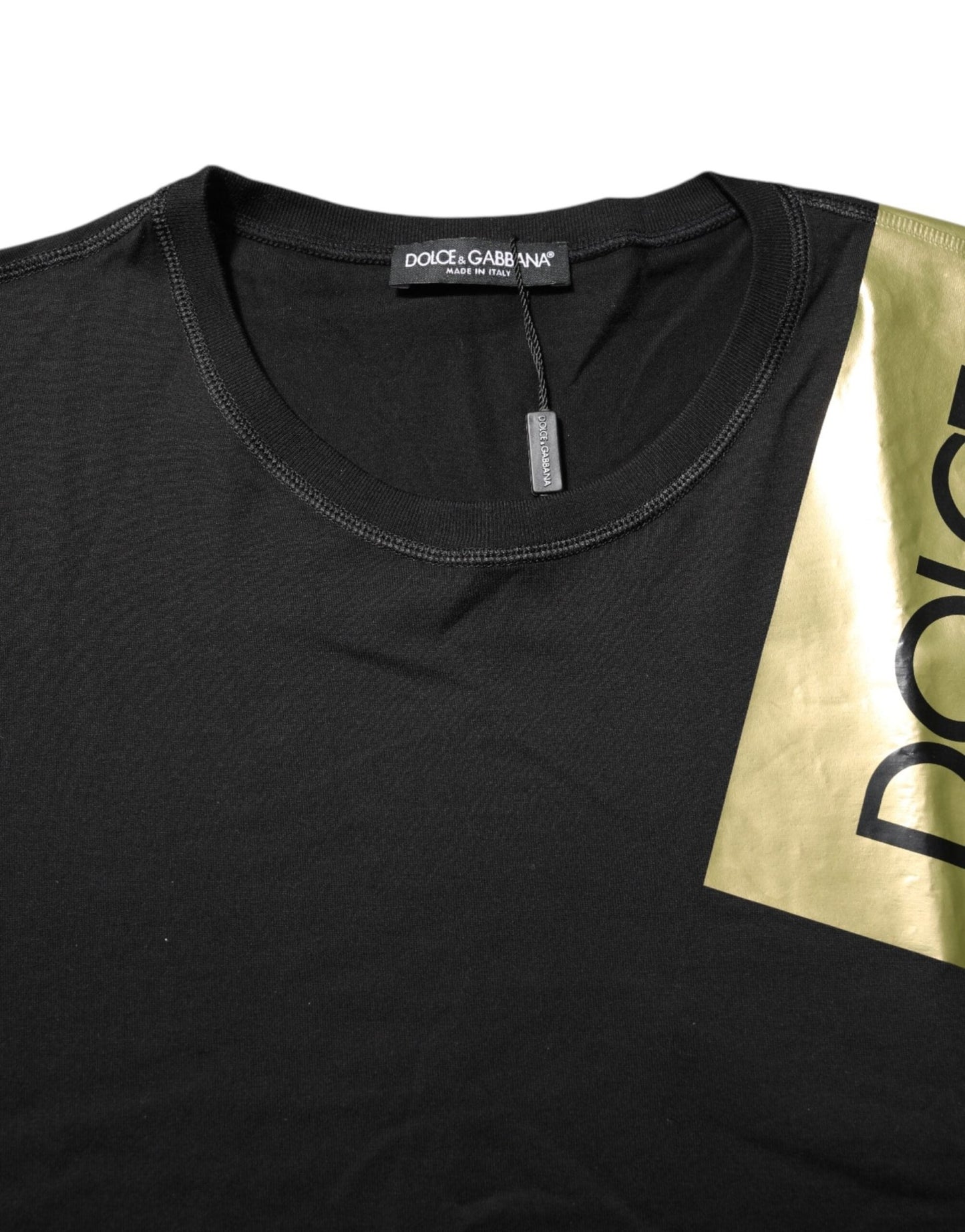 Dolce & Gabbana Black Logo Tape Cotton Men Crew Neck T-shirt - Le schmidt