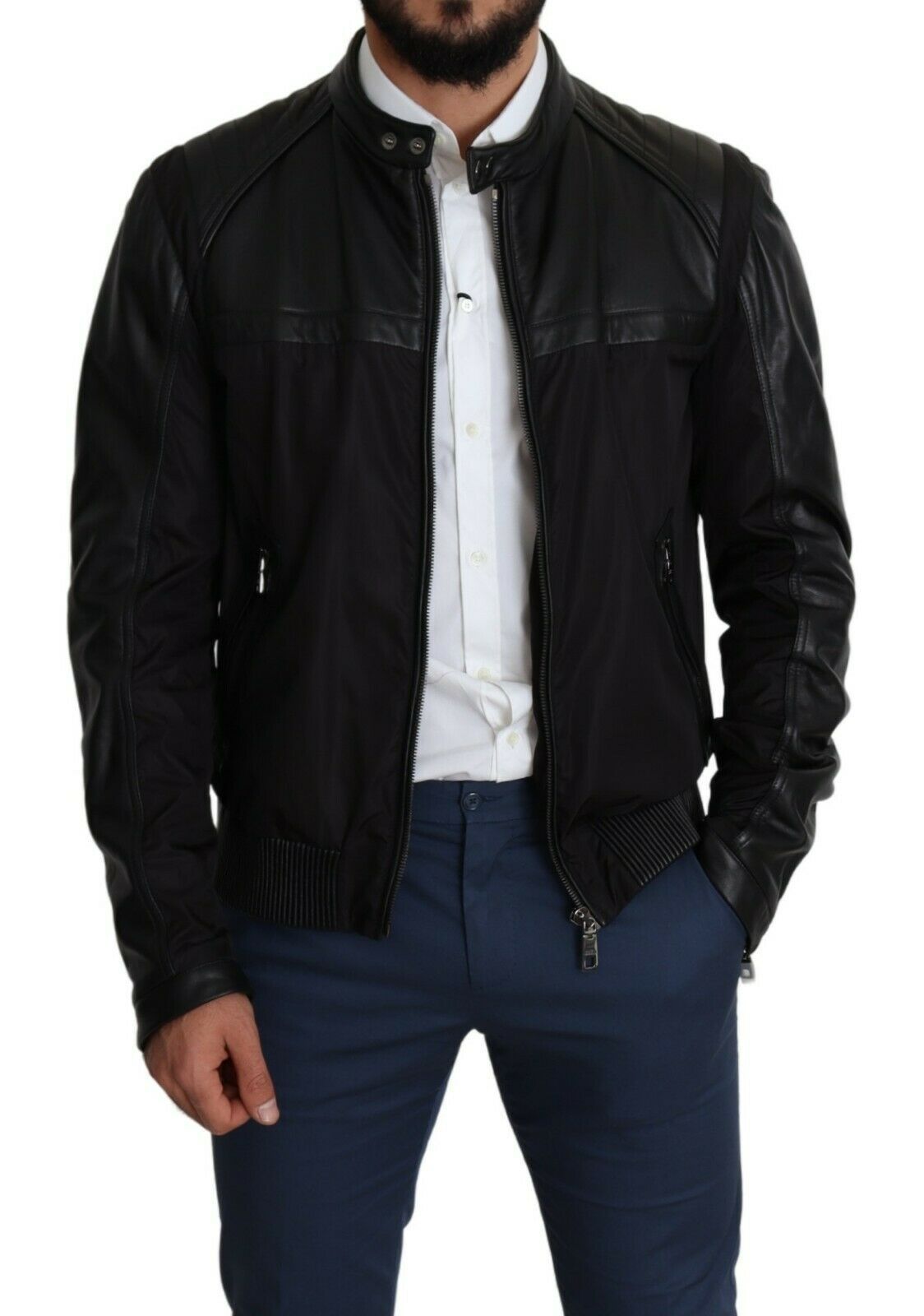 Dolce & Gabbana Black Nylon Full Zip Men Bomber Coat Jacket - Le schmidt