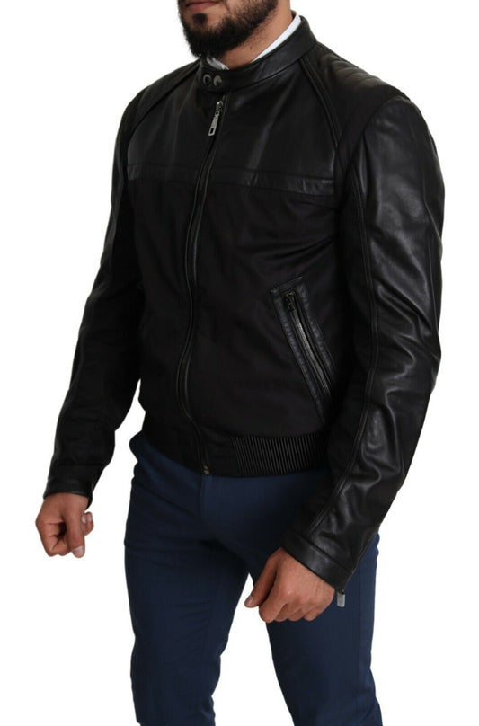 Dolce & Gabbana Black Nylon Full Zip Men Bomber Coat Jacket - Le schmidt