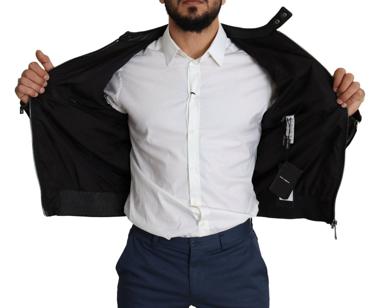 Dolce & Gabbana Black Nylon Full Zip Men Bomber Coat Jacket - Le schmidt
