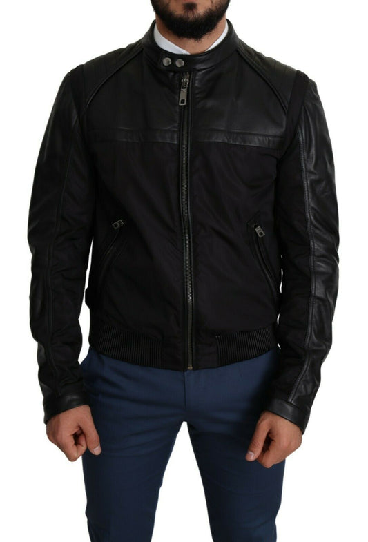 Dolce & Gabbana Black Nylon Full Zip Men Bomber Coat Jacket - Le schmidt