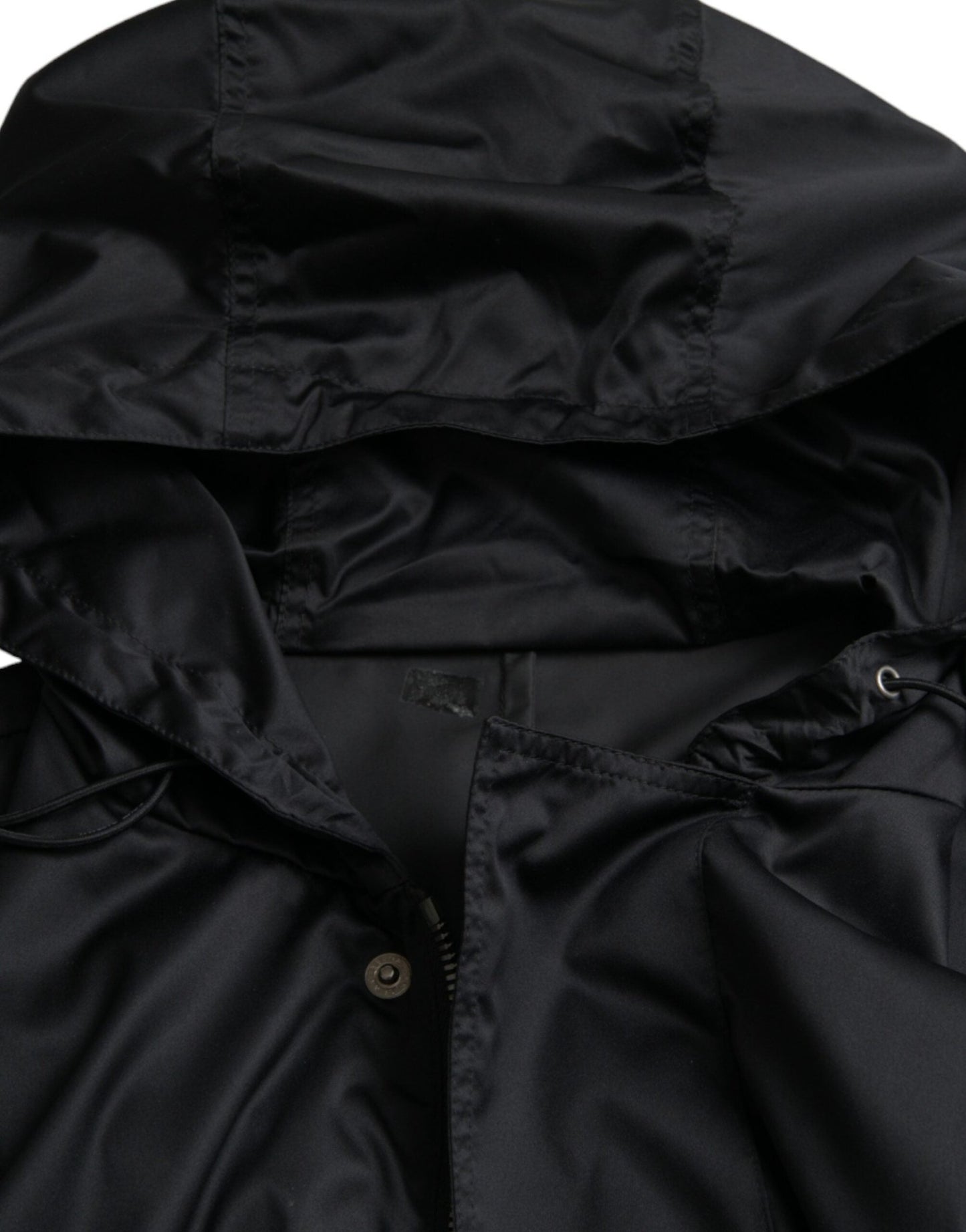 Dolce & Gabbana Black Polyester Hooded Long Windbreaker Jacket - Le schmidt