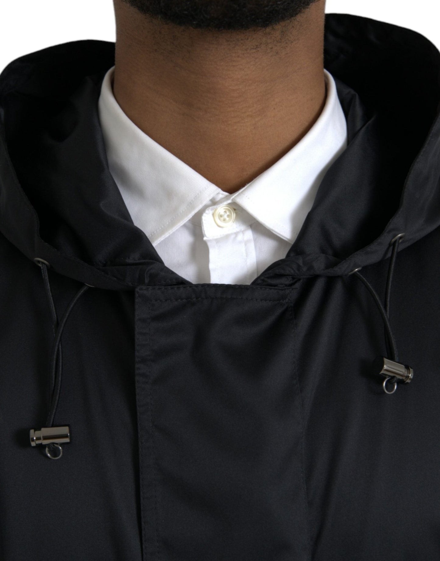 Dolce & Gabbana Black Polyester Hooded Long Windbreaker Jacket - Le schmidt