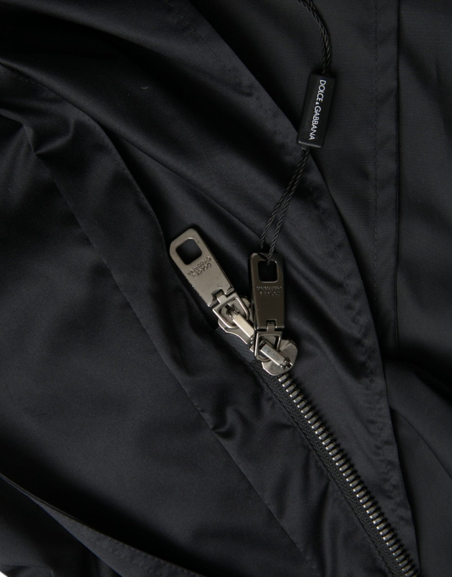 Dolce & Gabbana Black Polyester Hooded Long Windbreaker Jacket - Le schmidt