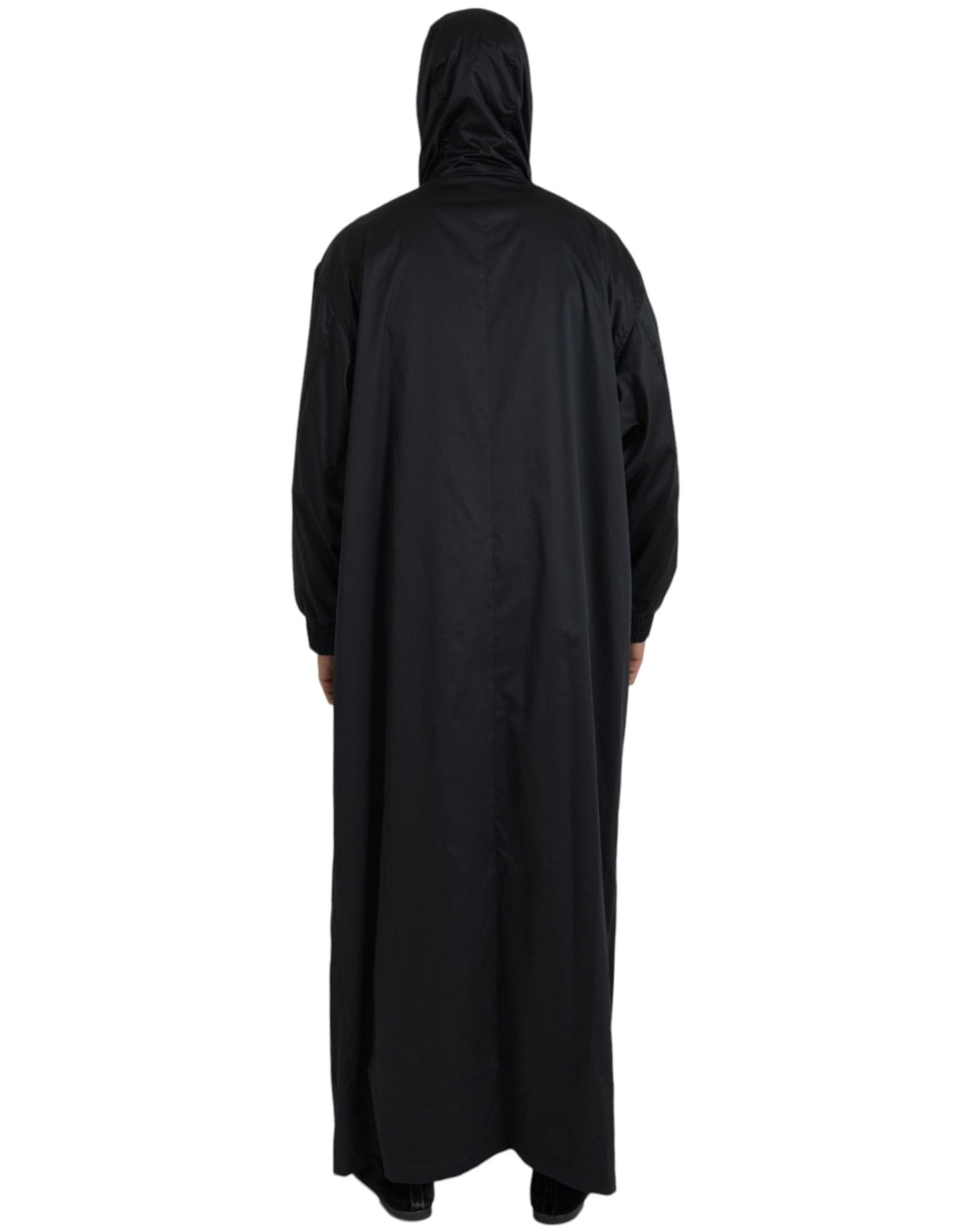 Dolce & Gabbana Black Polyester Hooded Long Windbreaker Jacket - Le schmidt