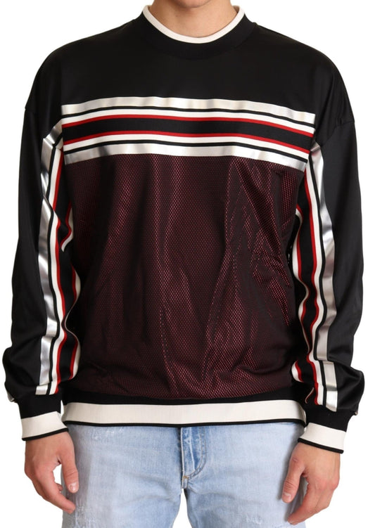 Dolce & Gabbana Black Red Mesh Sport Pullover Crewneck Sweater - Le schmidt