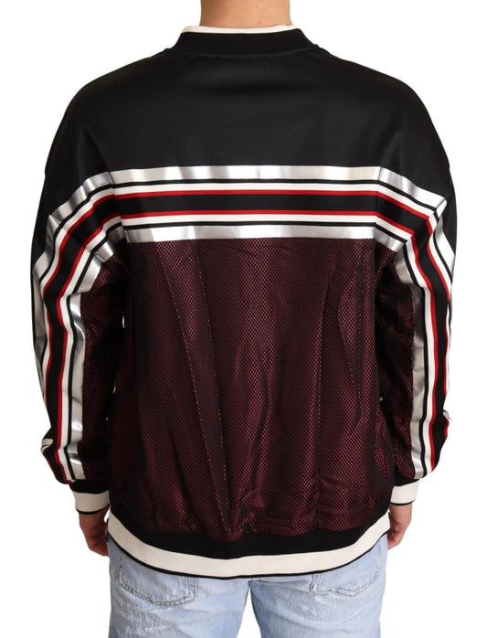 Dolce & Gabbana Black Red Mesh Sport Pullover Crewneck Sweater - Le schmidt
