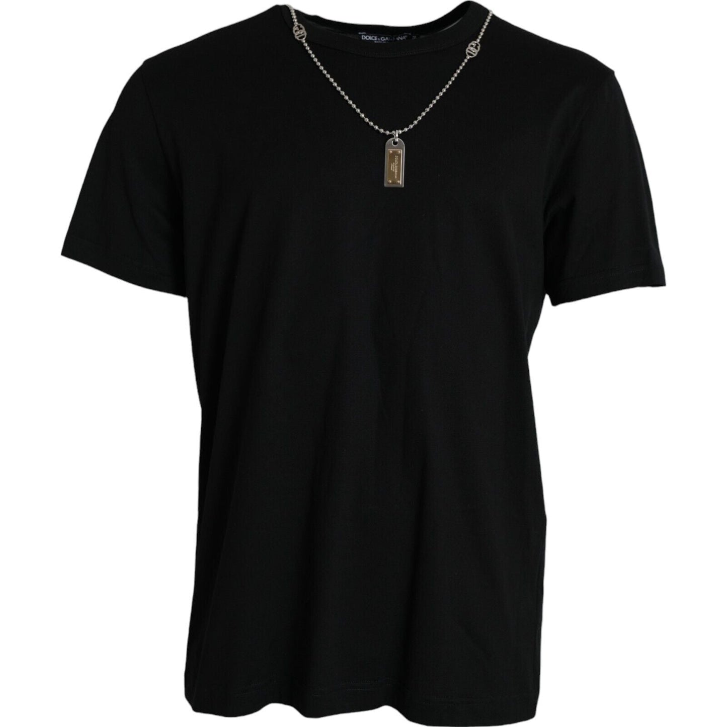 Dolce & Gabbana Black Silver Chain Short Sleeve T-shirt - Le schmidt
