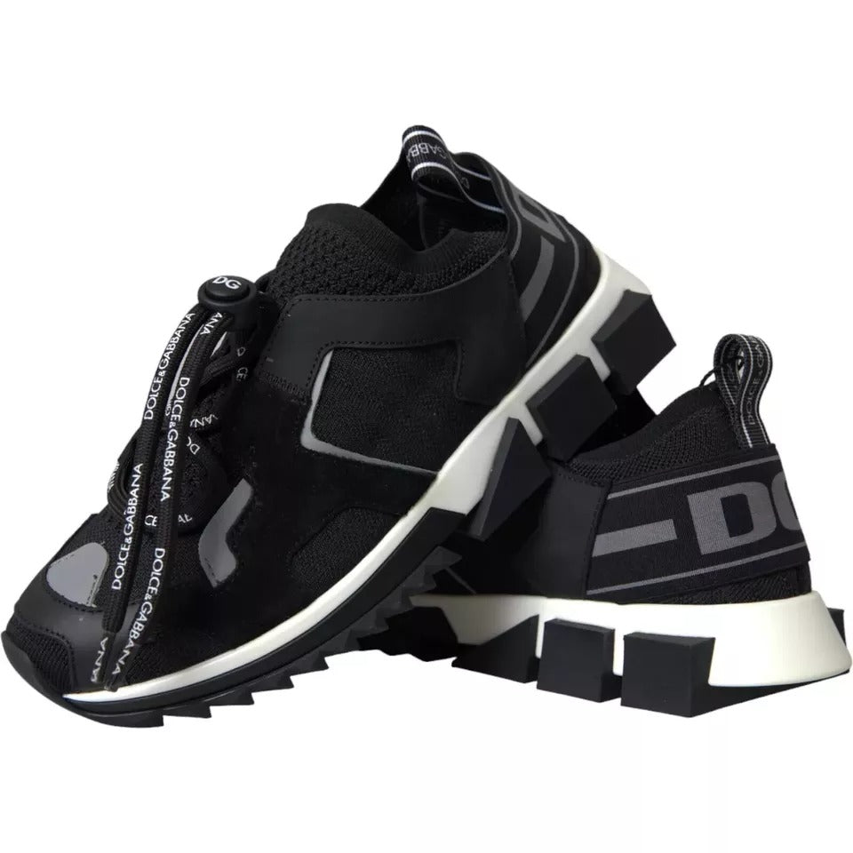 Dolce & Gabbana Black White Logo Sorrento Mens Sneakers Shoes - Le schmidt