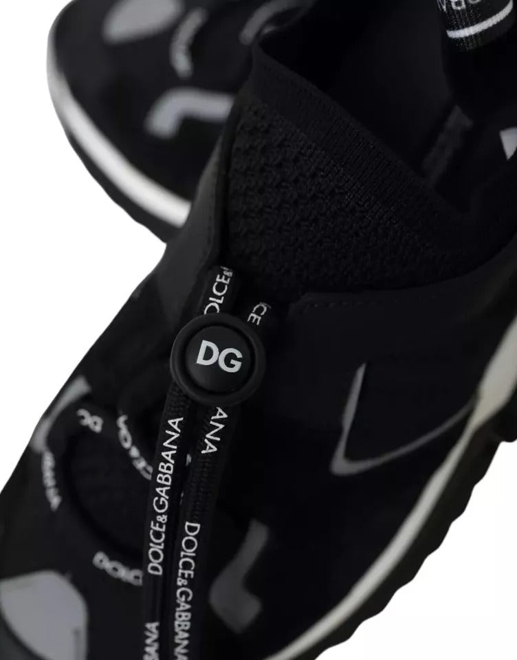 Dolce & Gabbana Black White Logo Sorrento Mens Sneakers Shoes - Le schmidt