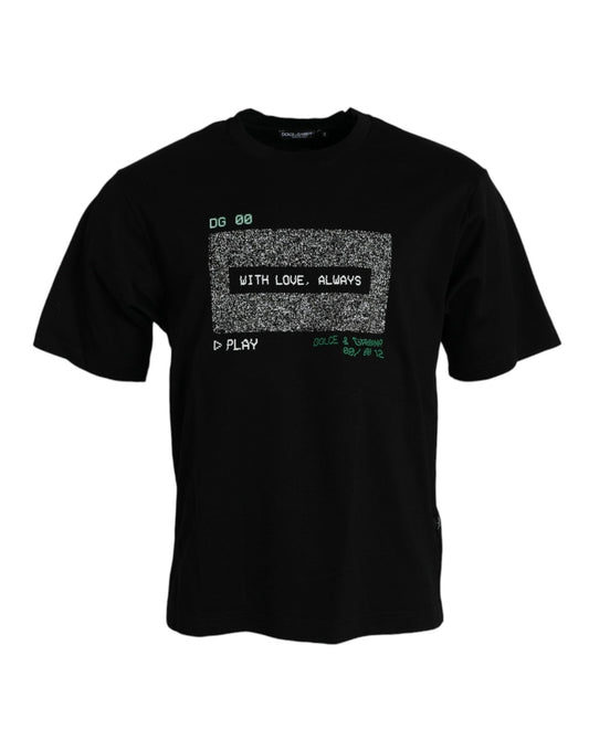 Dolce & Gabbana Black With Love Always Crew Neck Top T-shirt - Le schmidt