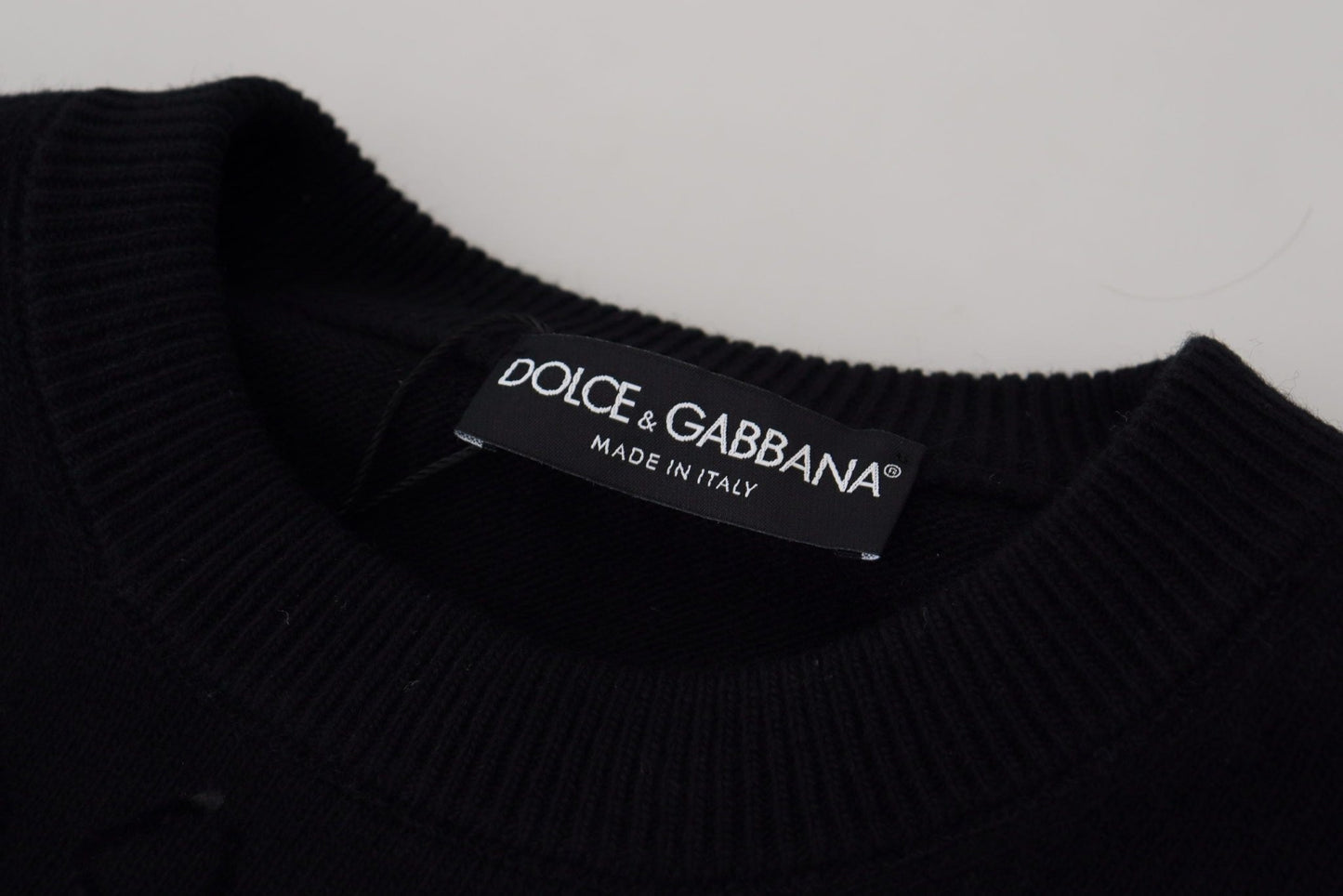 Dolce & Gabbana Black Wool Logo Pattern Crewneck Pullover Sweater - Le schmidt