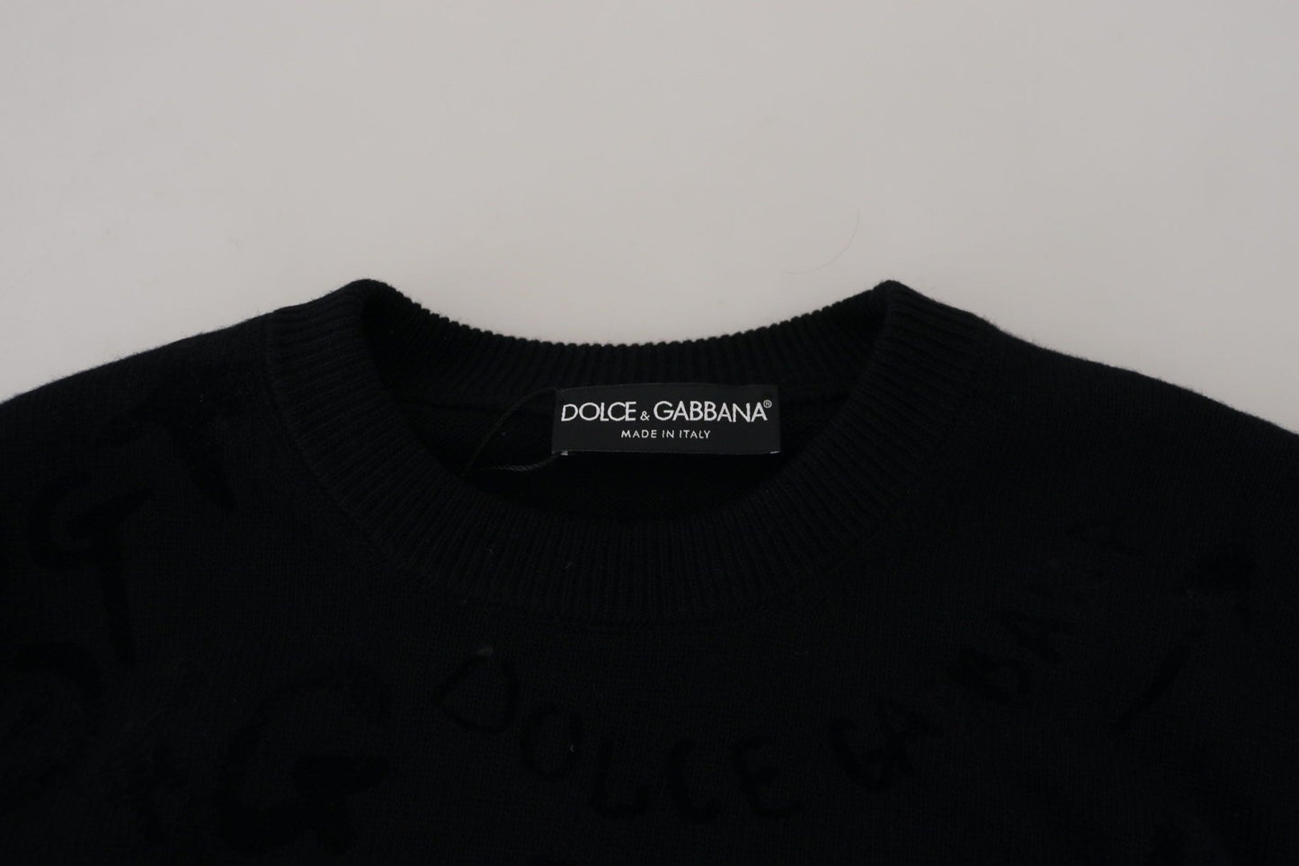 Dolce & Gabbana Black Wool Logo Pattern Crewneck Pullover Sweater - Le schmidt