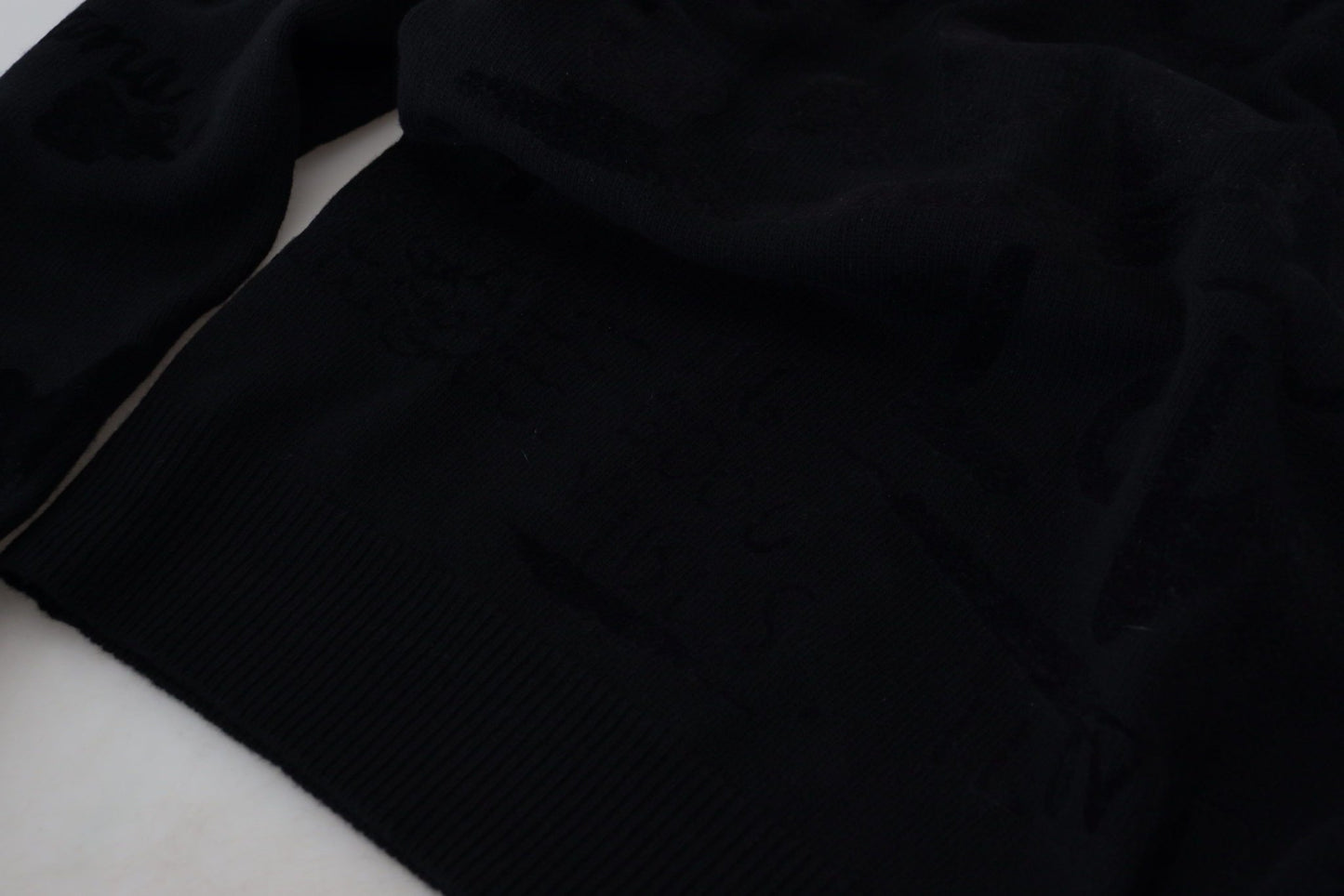 Dolce & Gabbana Black Wool Logo Pattern Crewneck Pullover Sweater - Le schmidt