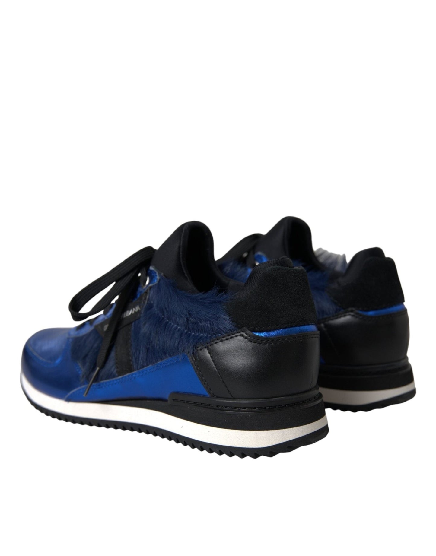 Dolce & Gabbana Blue Black Calf Hair Leather Sneakers Shoes - Le schmidt
