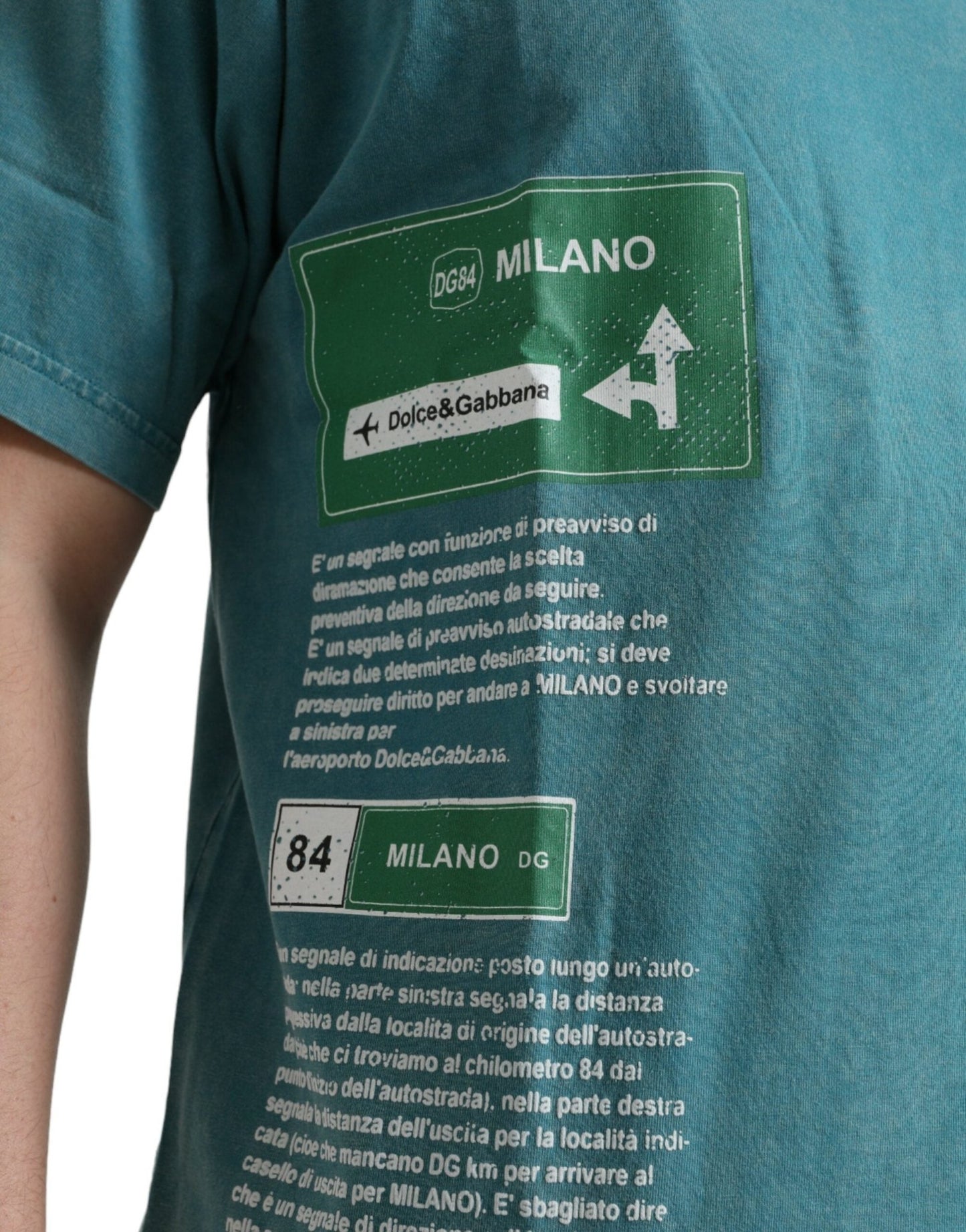 Dolce & Gabbana Blue Cotton Milano Street Round Neck T-shirt - Le schmidt