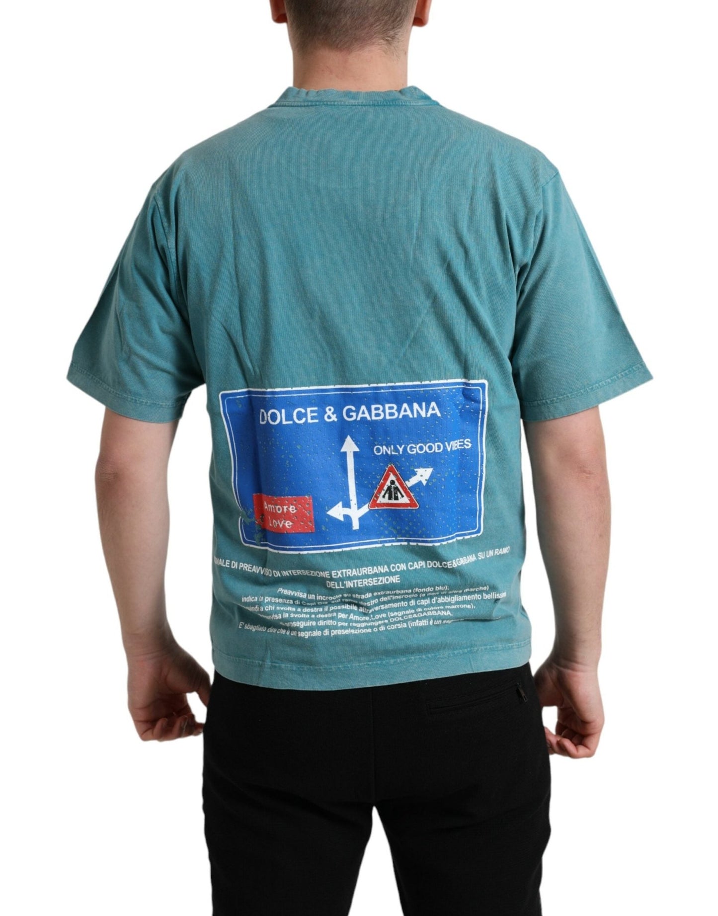 Dolce & Gabbana Blue Cotton Milano Street Round Neck T-shirt - Le schmidt