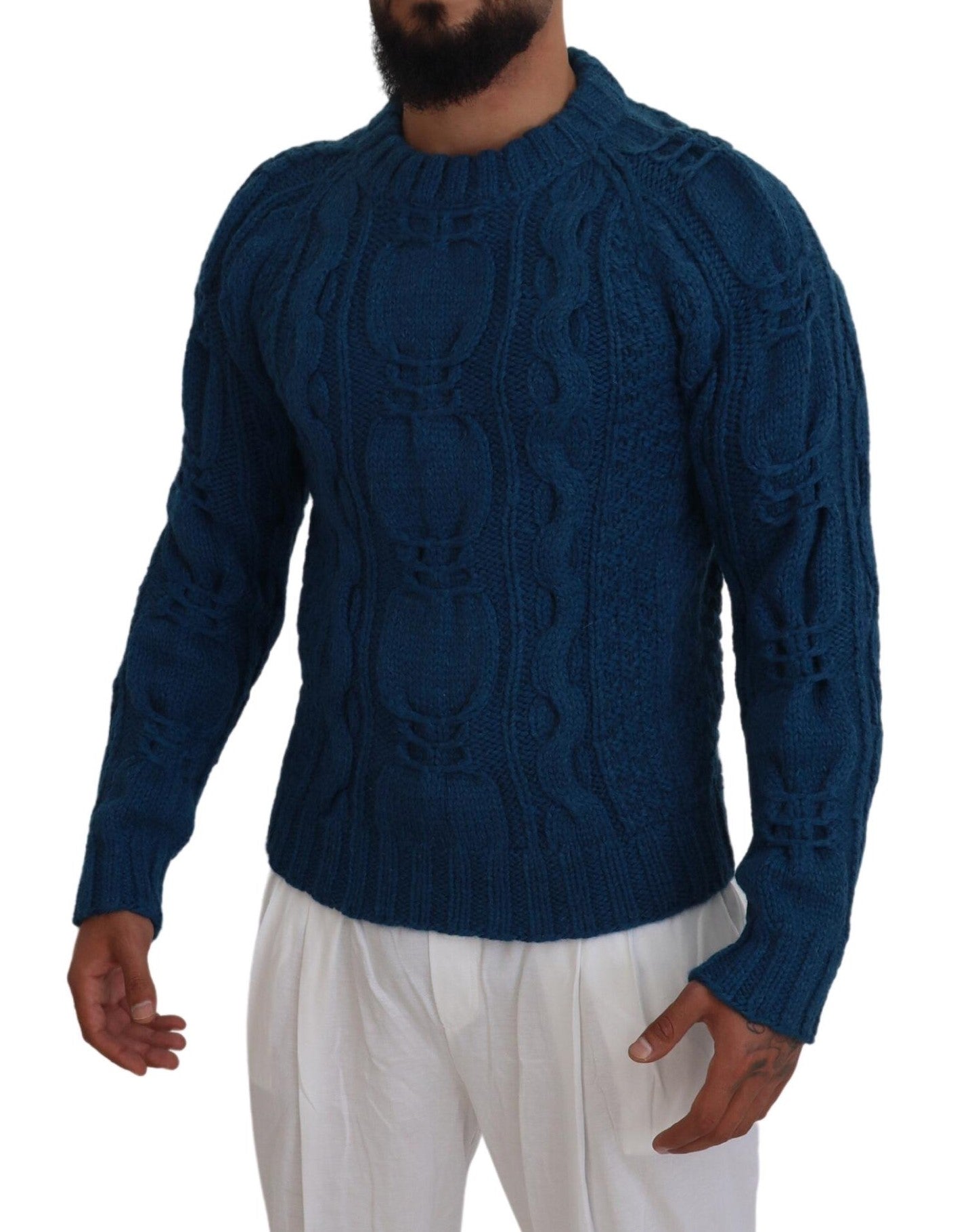 Dolce & Gabbana Blue Knitted Wool Alpaca Pullover Sweater - Le schmidt