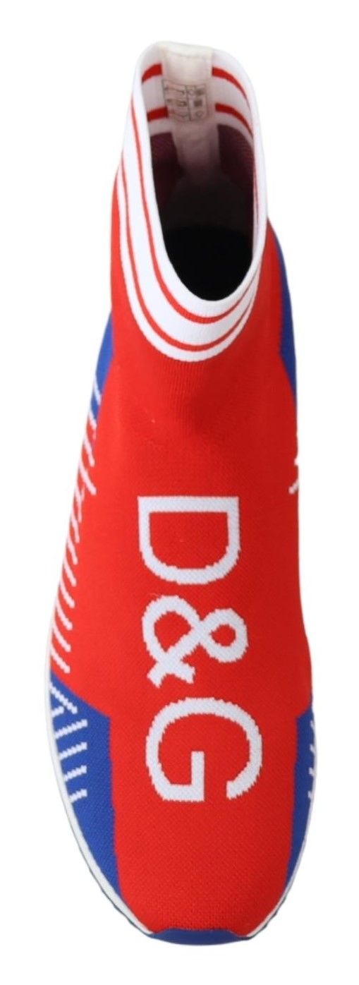 Dolce & Gabbana Blue Red Sorrento Logo Sneakers Socks Shoes - Le schmidt