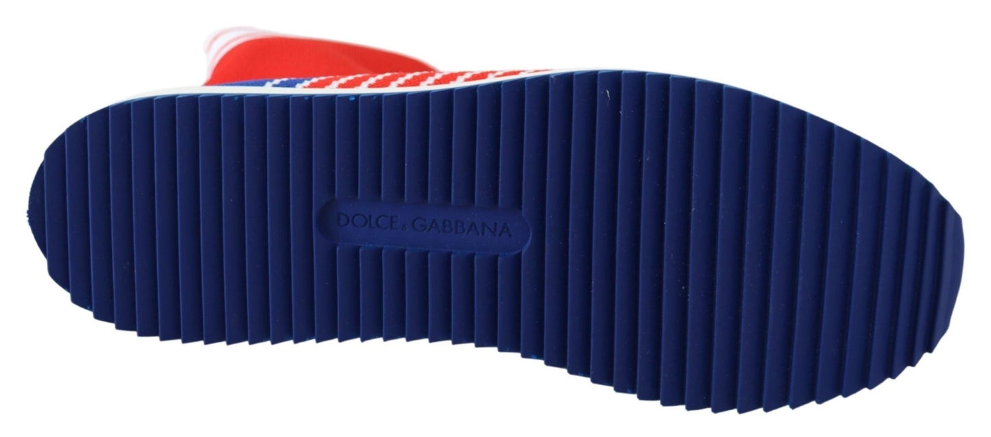 Dolce & Gabbana Blue Red Sorrento Logo Sneakers Socks Shoes - Le schmidt