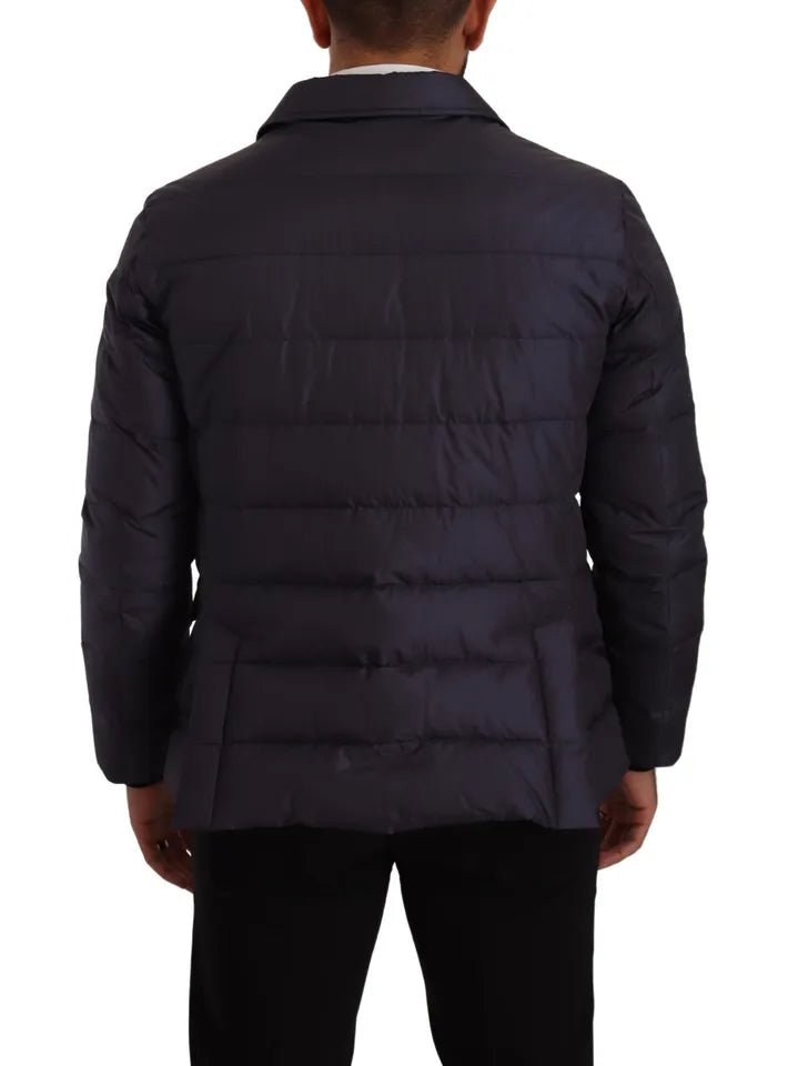 Dolce & Gabbana Blue Silk Goat Coat Blouson Winter Jacket - Le schmidt