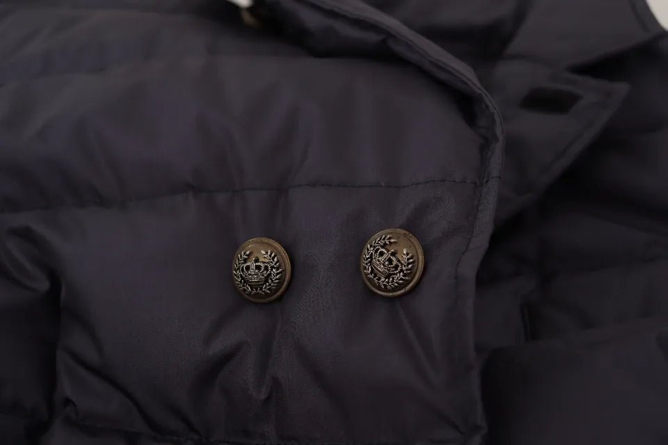 Dolce & Gabbana Blue Silk Goat Coat Blouson Winter Jacket - Le schmidt