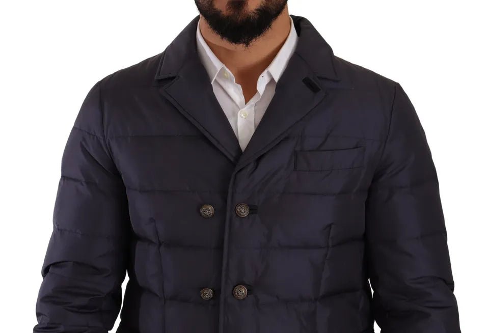 Dolce & Gabbana Blue Silk Goat Coat Blouson Winter Jacket - Le schmidt