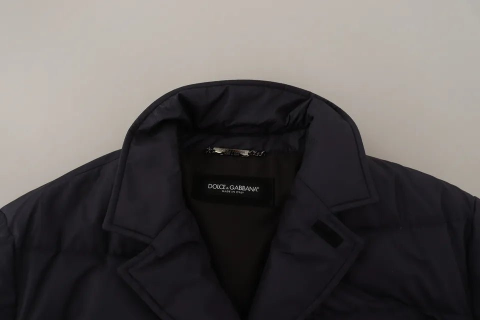 Dolce & Gabbana Blue Silk Goat Coat Blouson Winter Jacket - Le schmidt