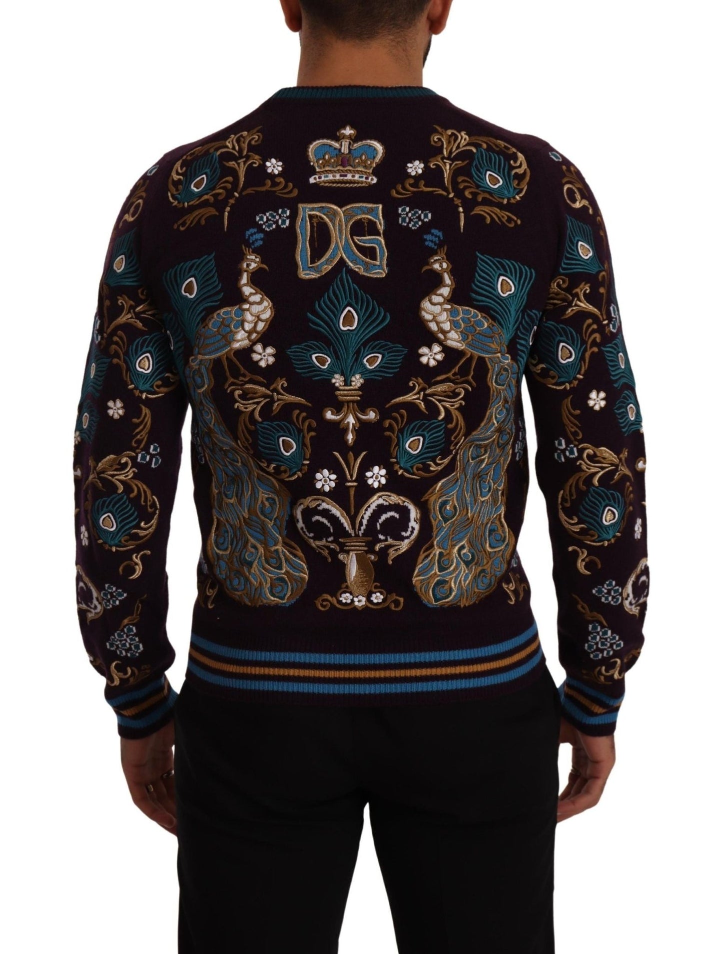 Dolce & Gabbana Bordeaux Cashmere DG Crown Embroidered Sweater - Le schmidt